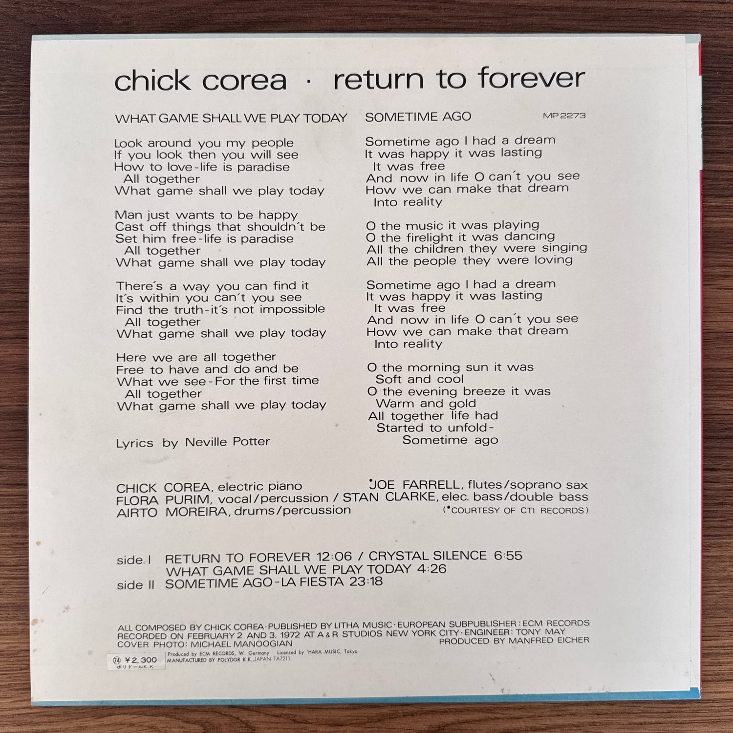 Chick Corea – Return To Forever Japan Vinyl