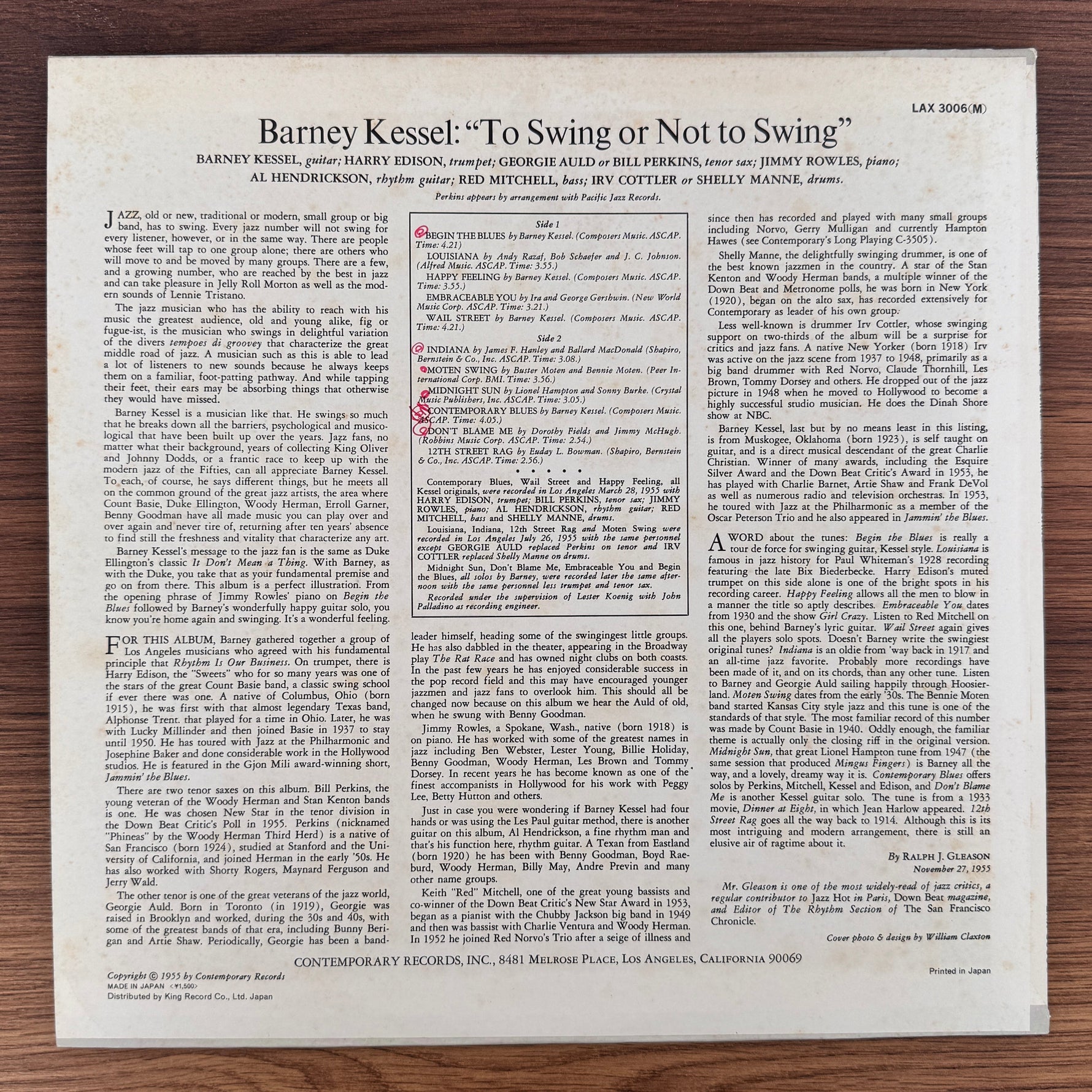 Barney Kessel – Vol. 3, To Swing Or Not To Swing Japan Vinyl