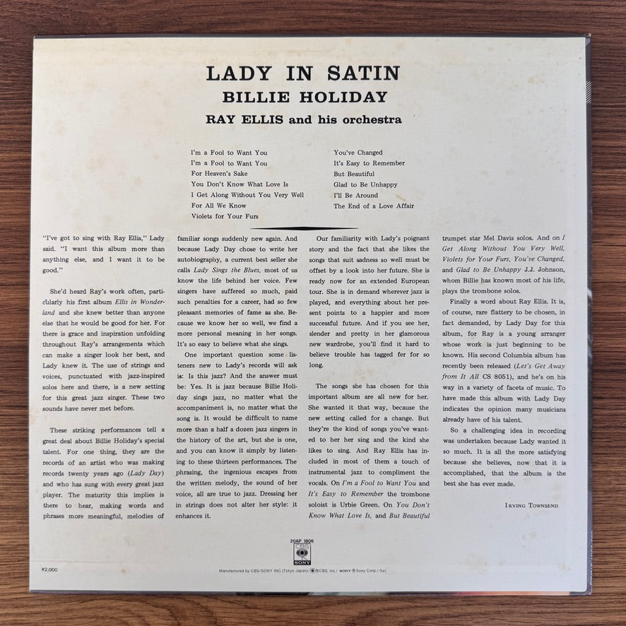 Billie Holiday & Ray Ellis And His Orchestra – Lady In Satin