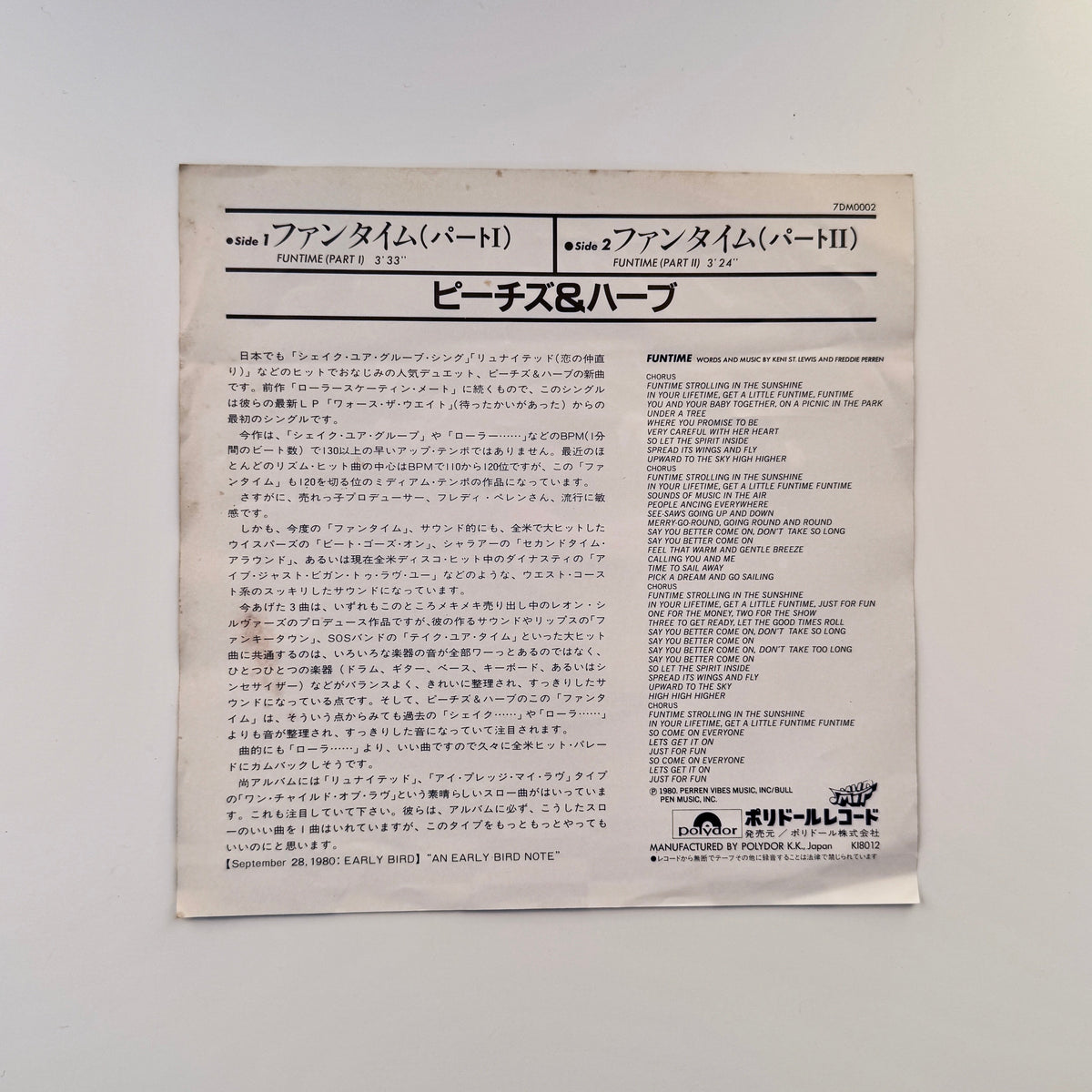 Peaches & Herb – Funtime Part 1-2 Japan Vinyl