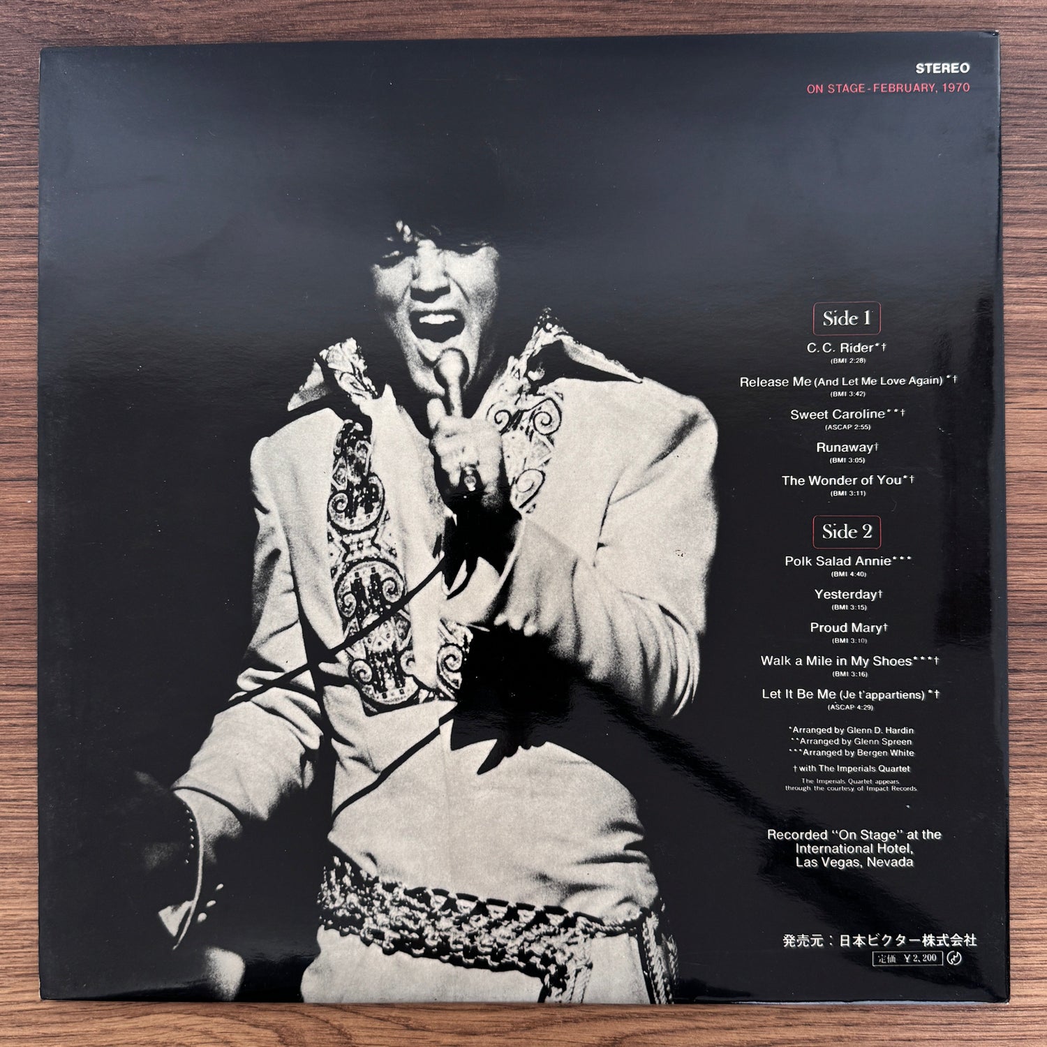 Elvis Presley – On Stage (February, 1970) Vol. 2 Japan Vinyl