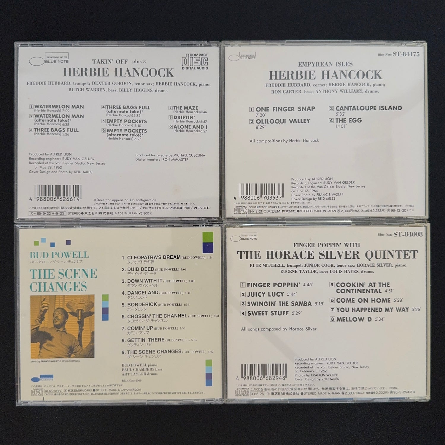 Blue Note - Herbie Hancock & Bud Powell & Horace Silver Jazz CD Lotu (4 Adet)