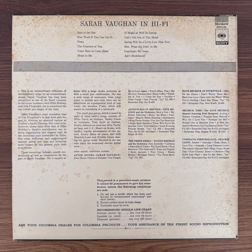 Sarah Vaughan – Sarah Vaughan In Hi-Fi