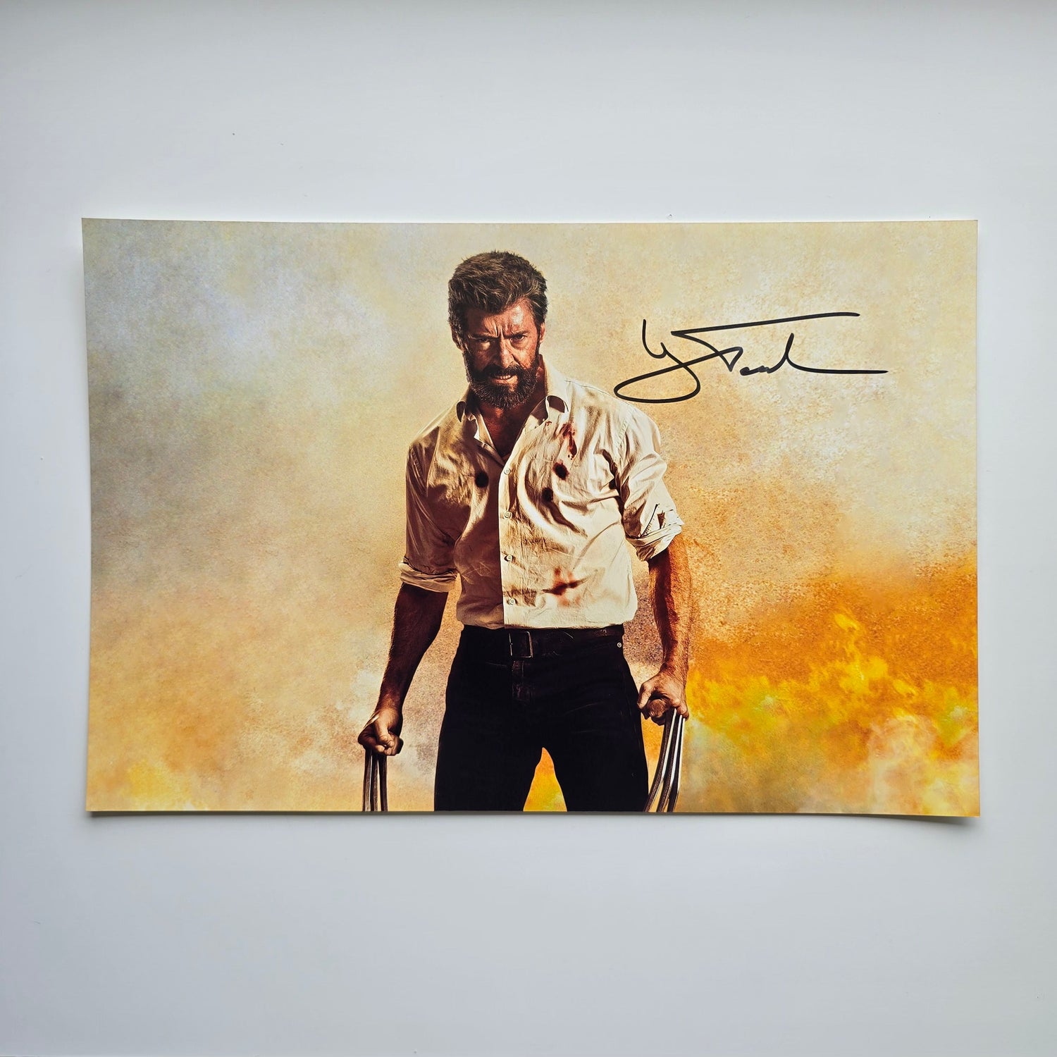 Hugh Jackman Wolverine 20x30 cm Boyutunda El İmzalı Fotoğraf (Ömür Boyu COA) Japan Vinyl