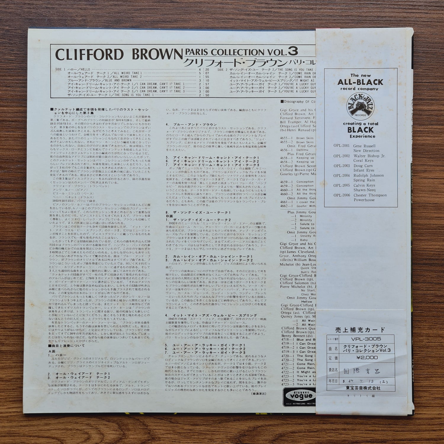 Clifford Brown – Paris Collection Vol.3 Only Japan Vinyl