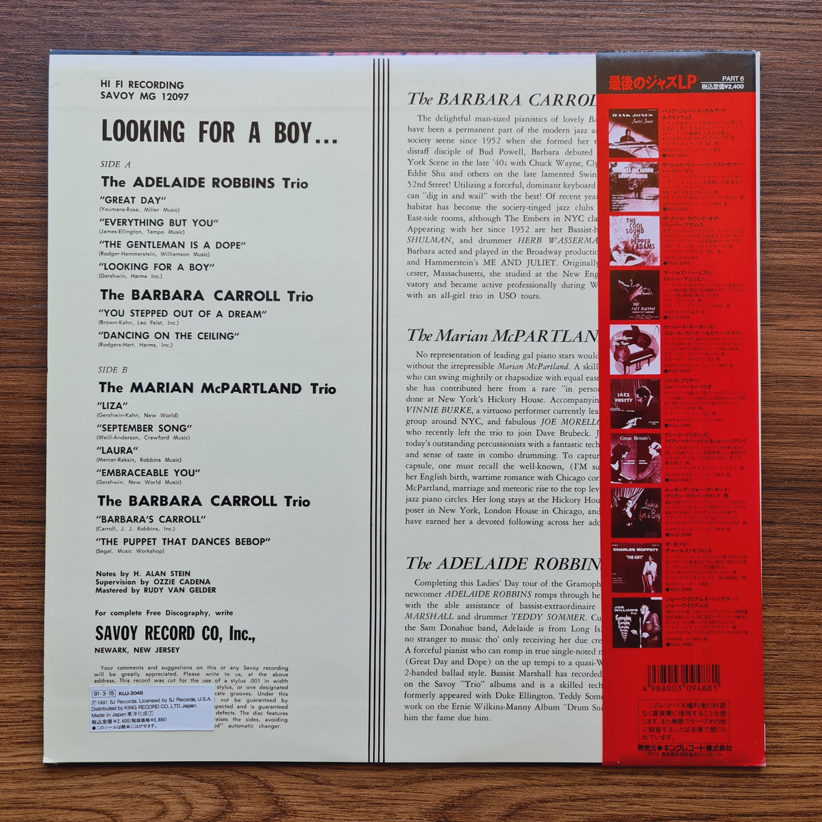 Adelaide Robbins, Marian McPartland, Barbara Carroll – Lookin For A Boy Only Japan Vinyl
