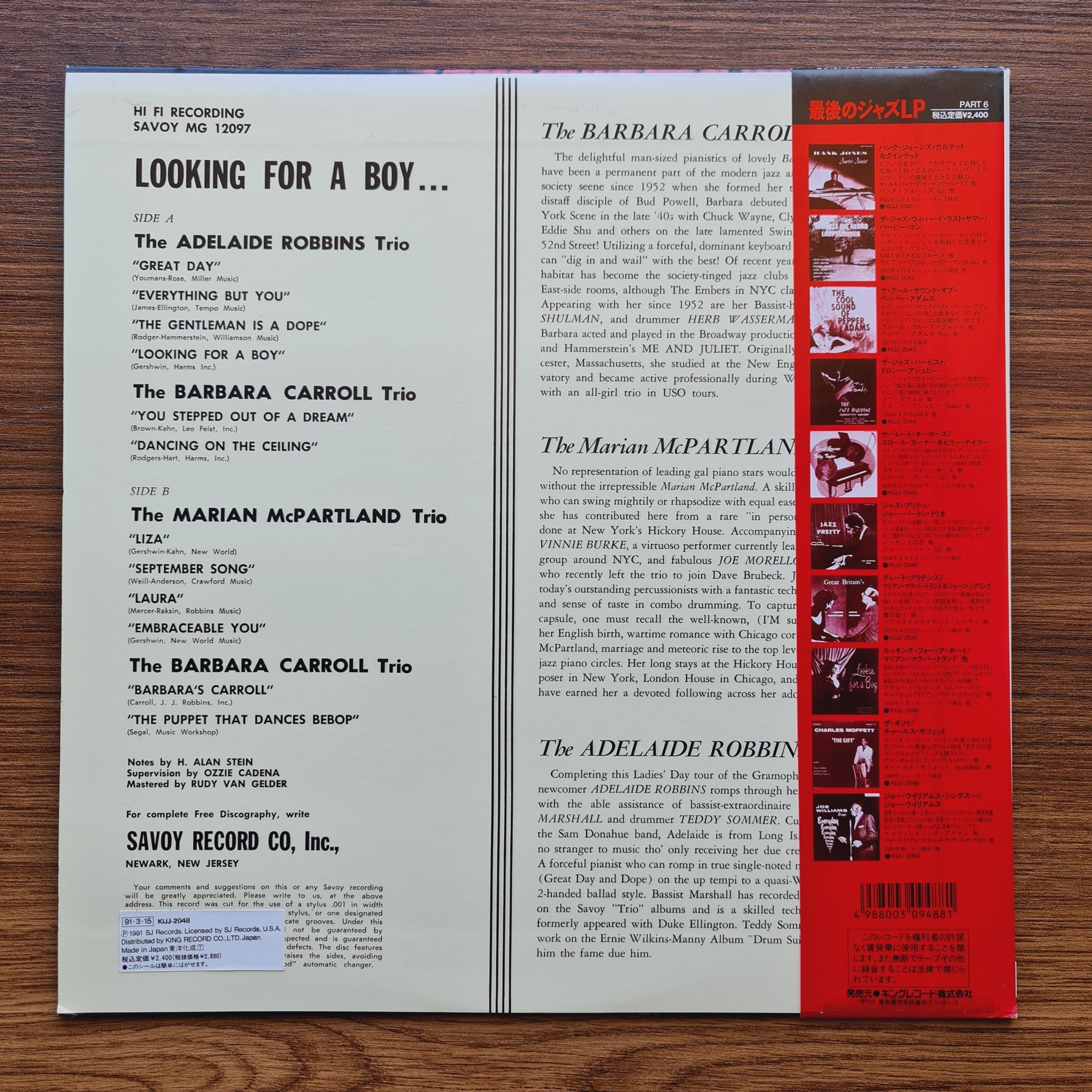 Adelaide Robbins, Marian McPartland, Barbara Carroll – Lookin For A Boy Only Japan Vinyl