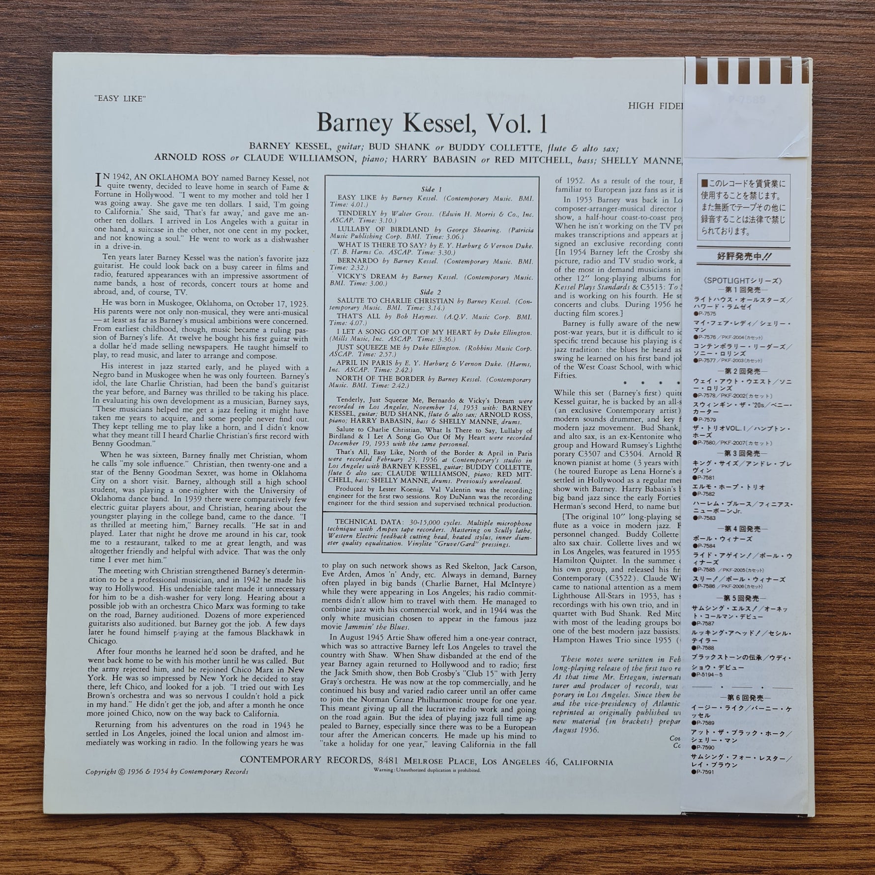 Barney Kessel – 'Easy Like' Barney Kessel Volume 1 Only Japan Vinyl
