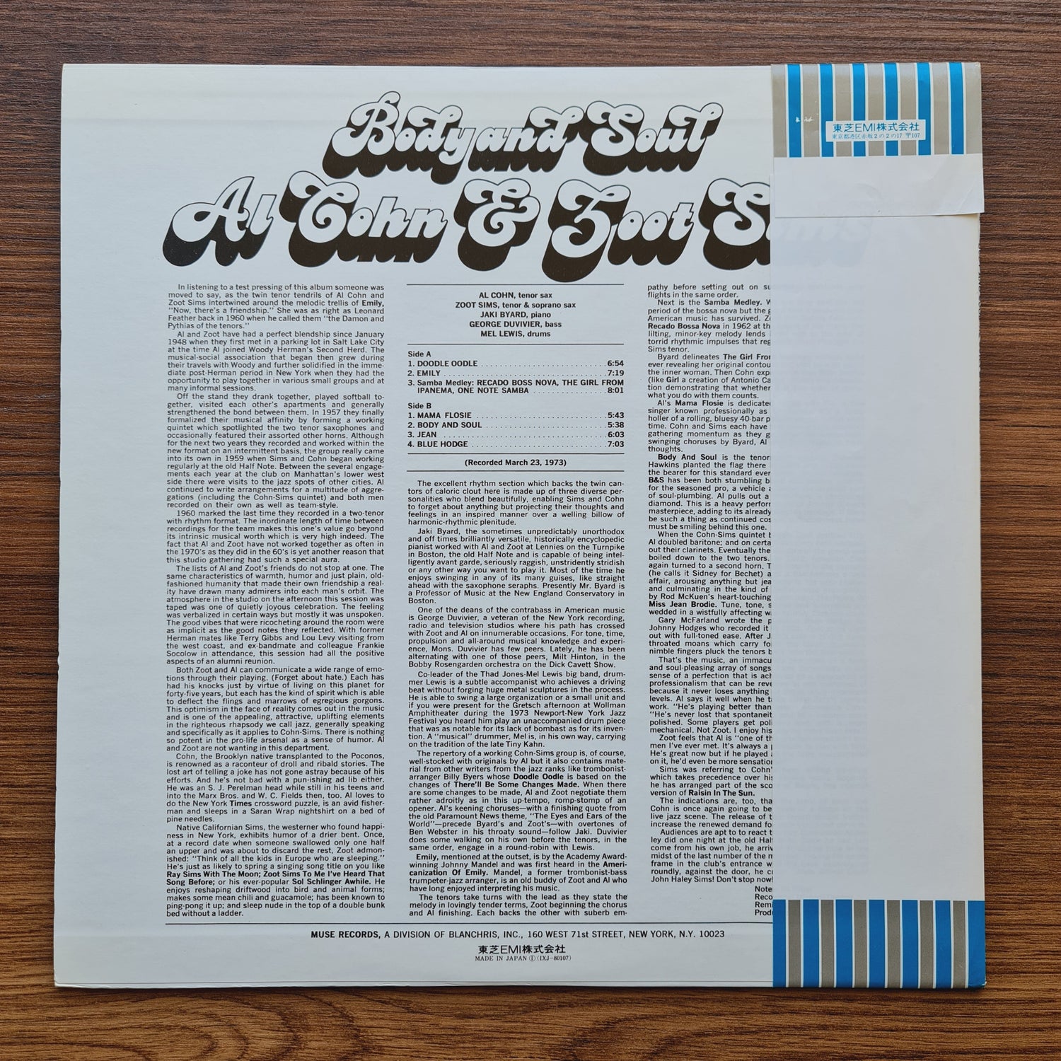 Al Cohn & Zoot Sims – Body And Soul Only Japan Vinyl