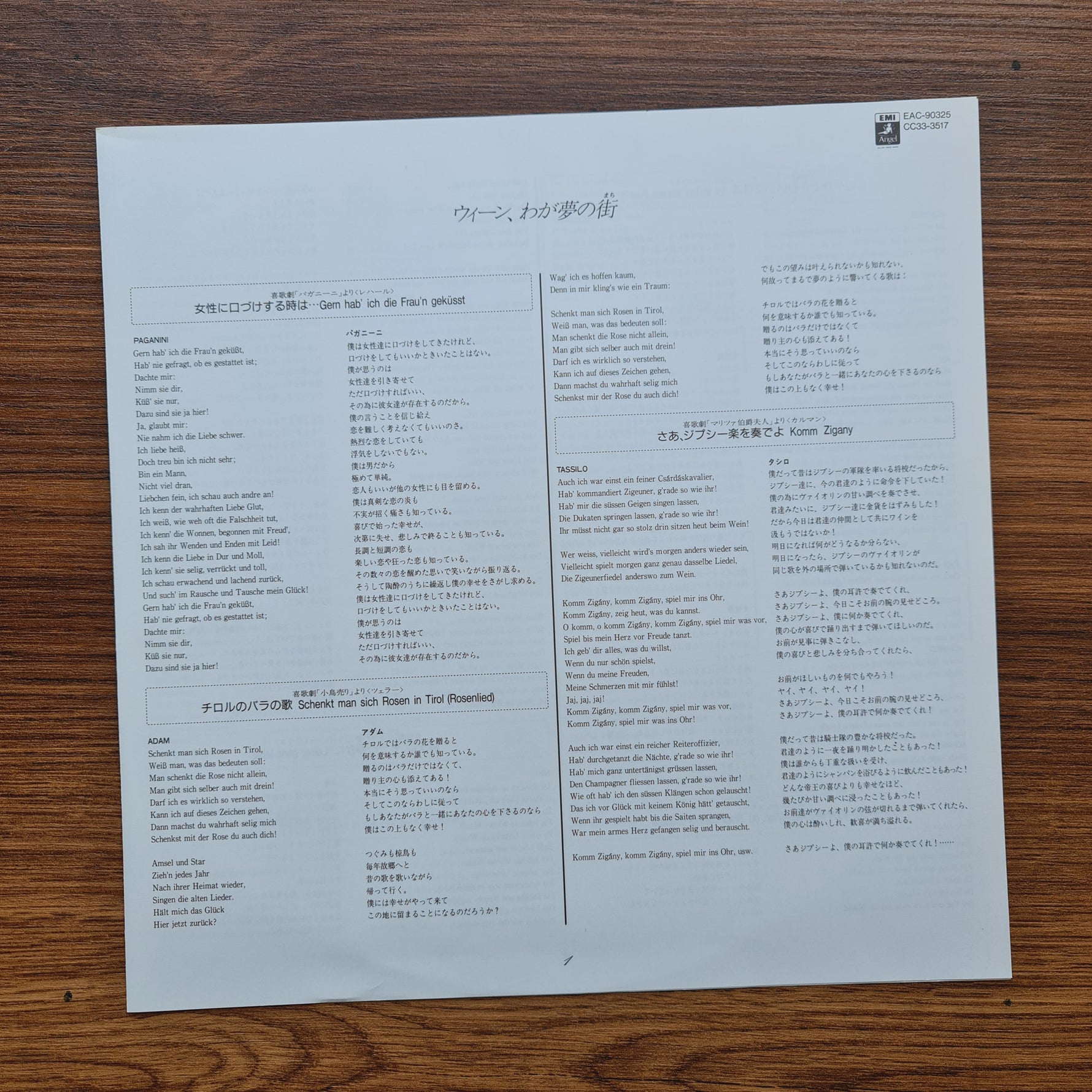 Placido Domingo – Vienna, City Of My Dreams Only Japan Vinyl