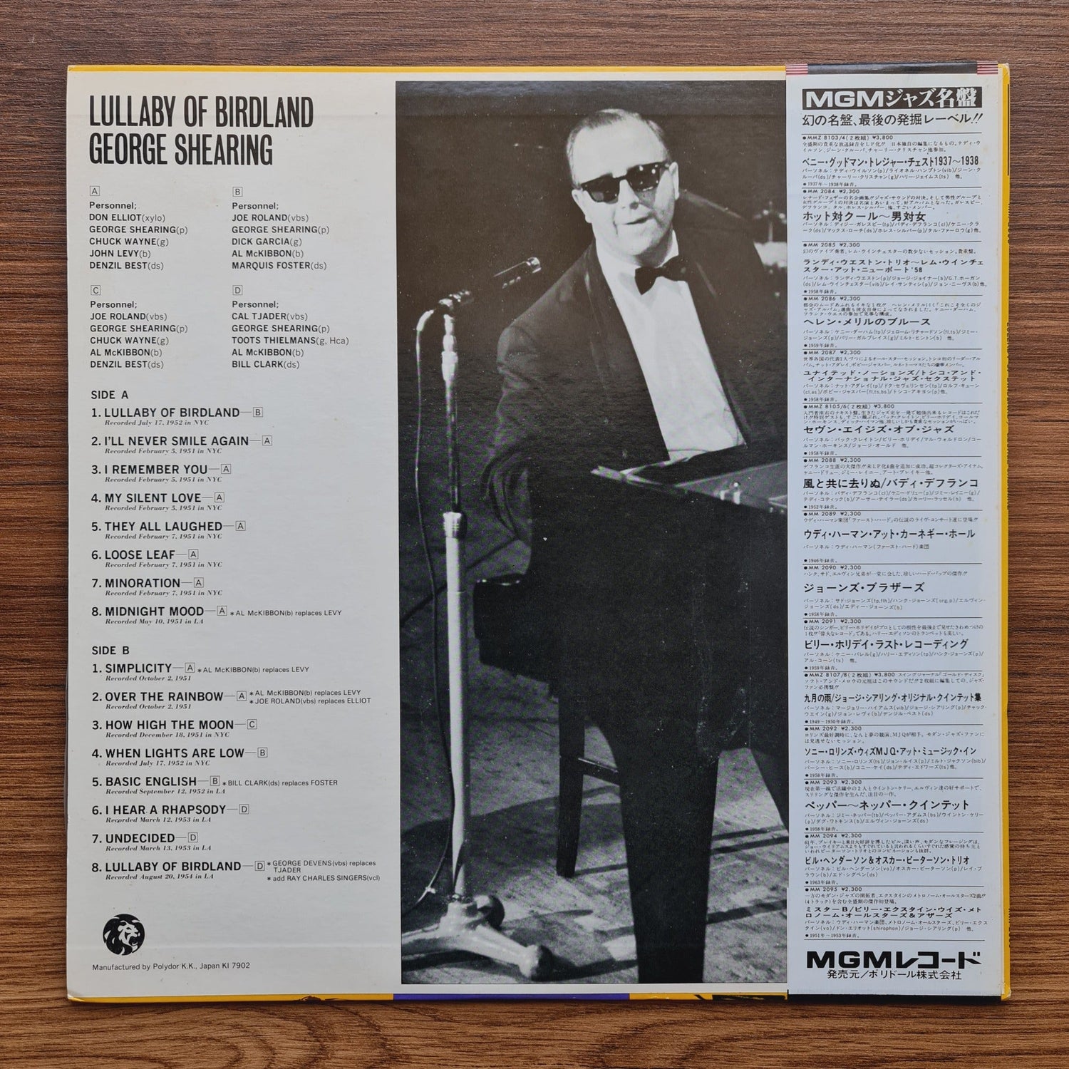George Shearing – Lullaby Of Birdland Only Japan Vinyl