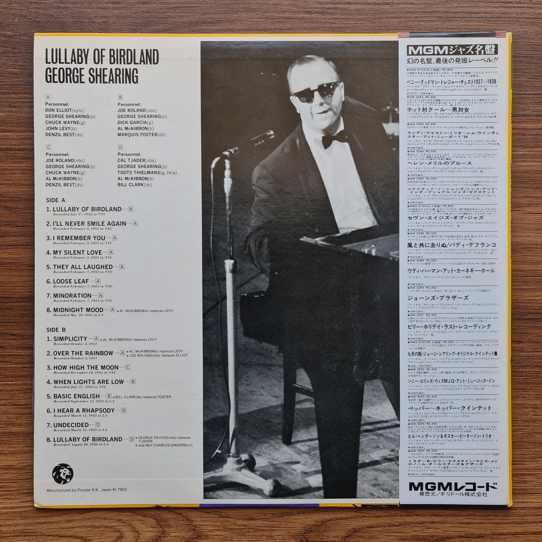 George Shearing – Lullaby Of Birdland Only Japan Vinyl