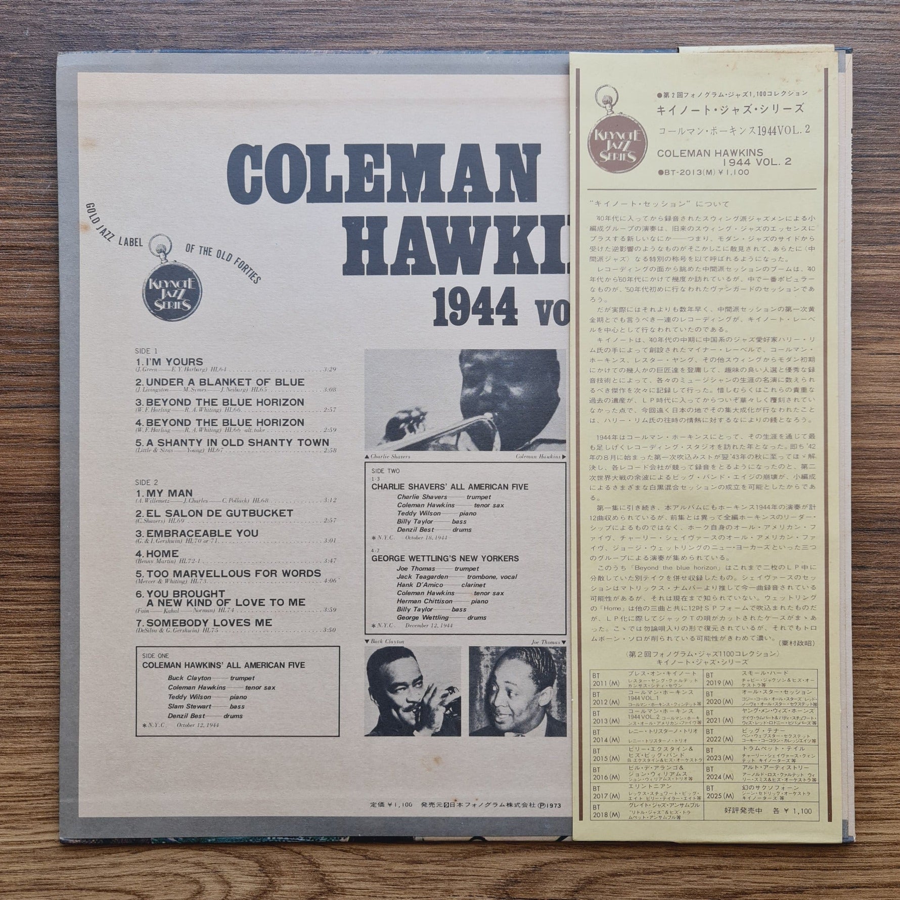 Coleman Hawkins – 1944 Vol. 2 Only Japan Vinyl