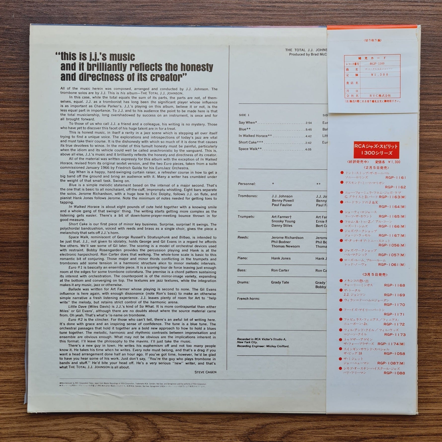 J.J. Johnson – The Total J.J. Johnson Only Japan Vinyl