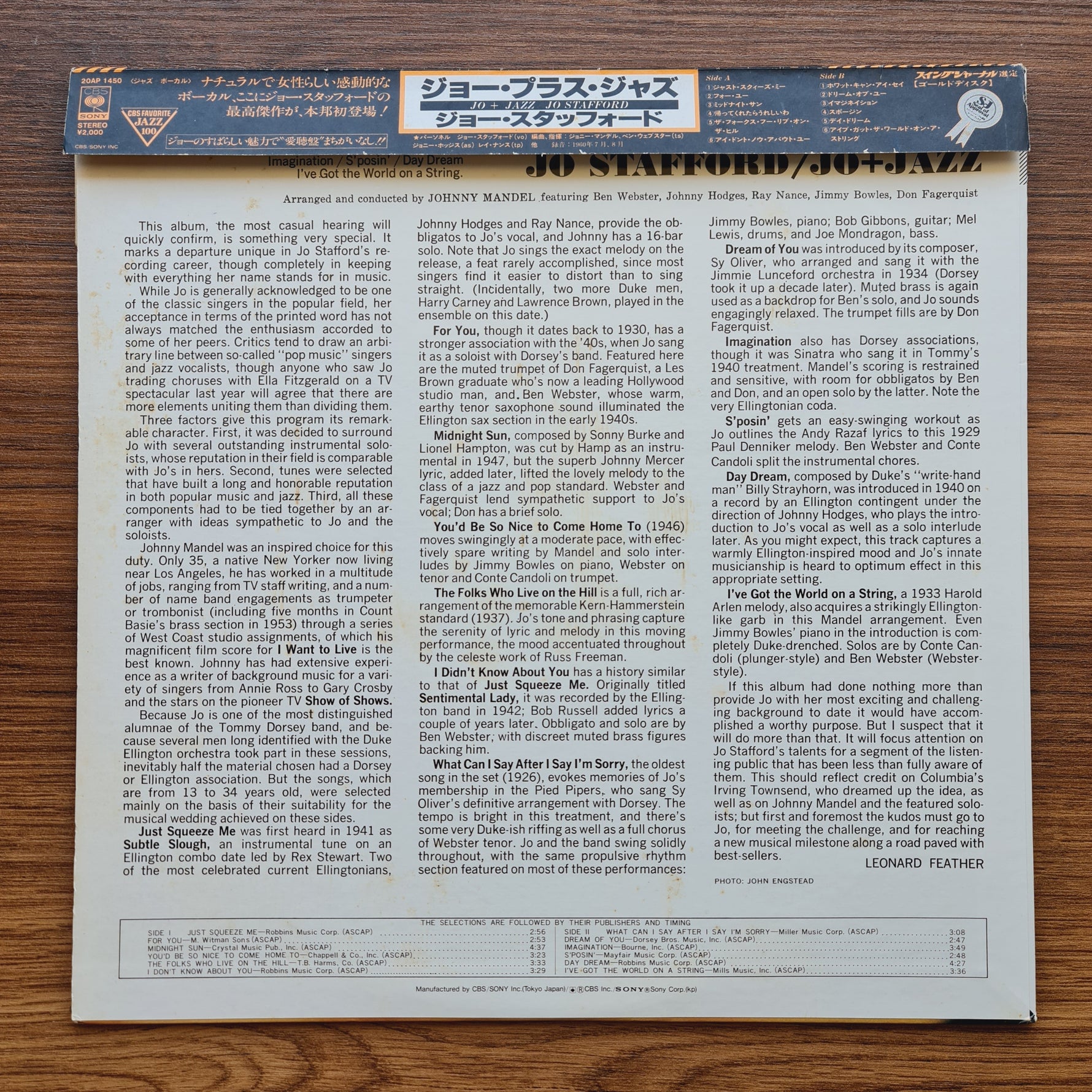 Jo Stafford – Jo + Jazz Only Japan Vinyl