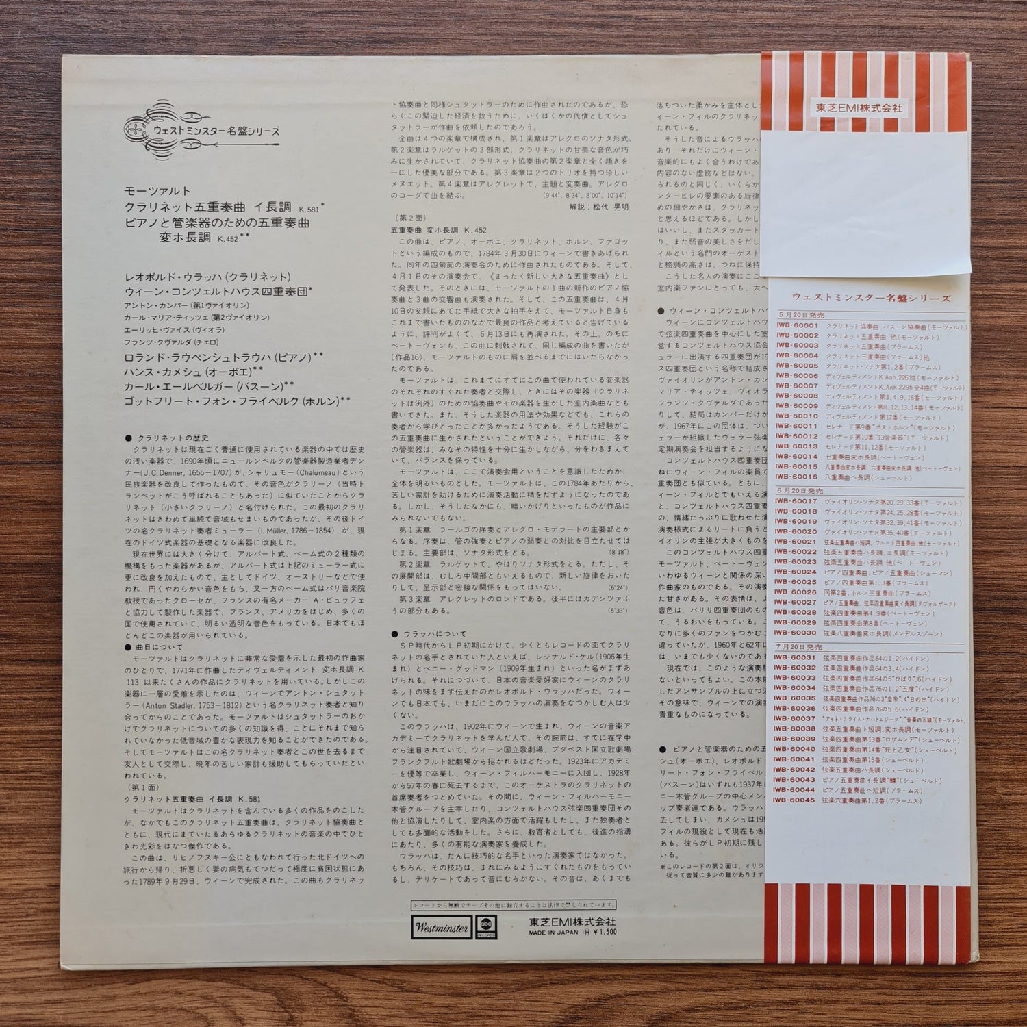 Schubert - The Vienna Konzerthaus Quartet – String Quartet No.13 In A Minor, D.804 "Rosamunde" Only Japan Vinyl