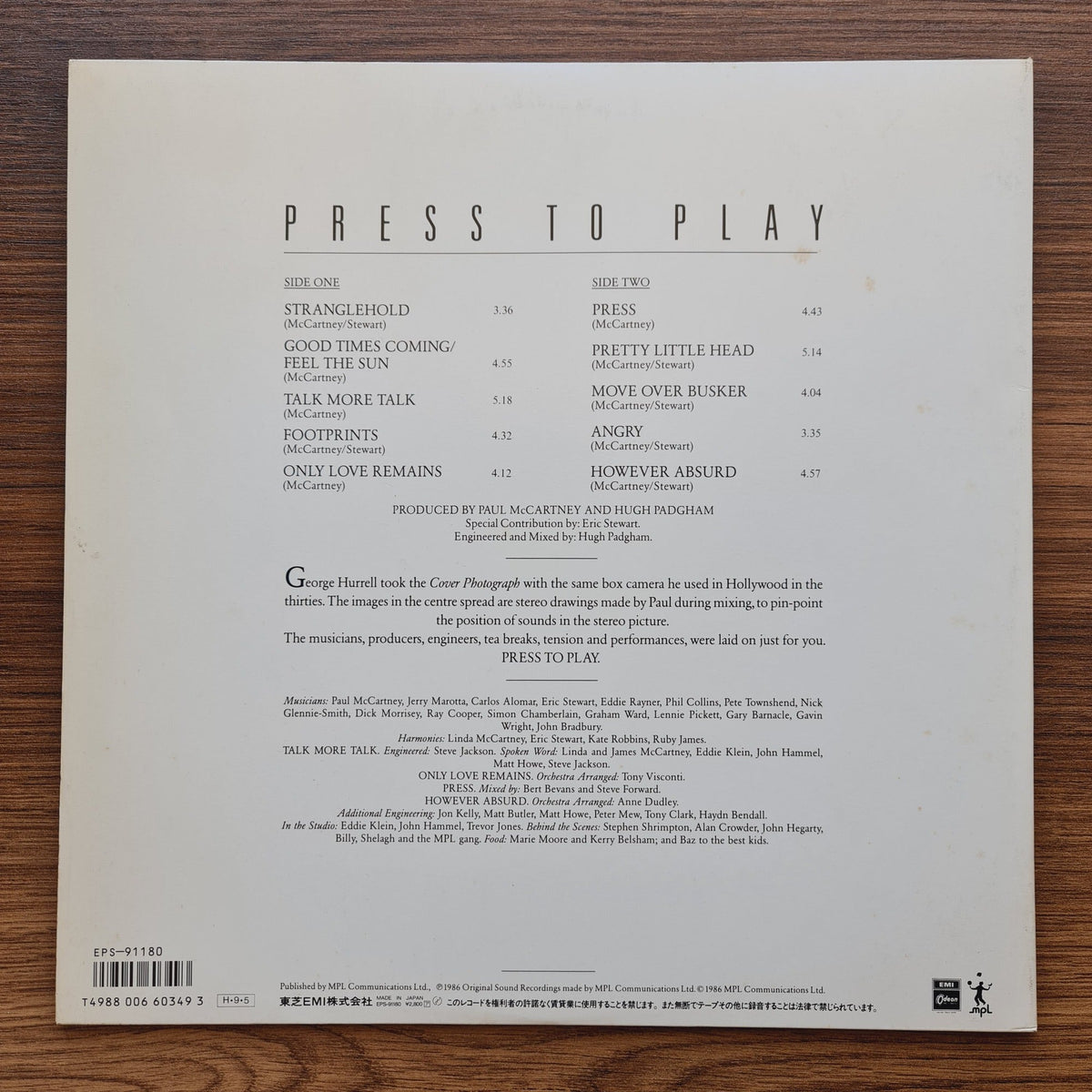 Paul McCartney – Press To Play Only Japan Vinyl