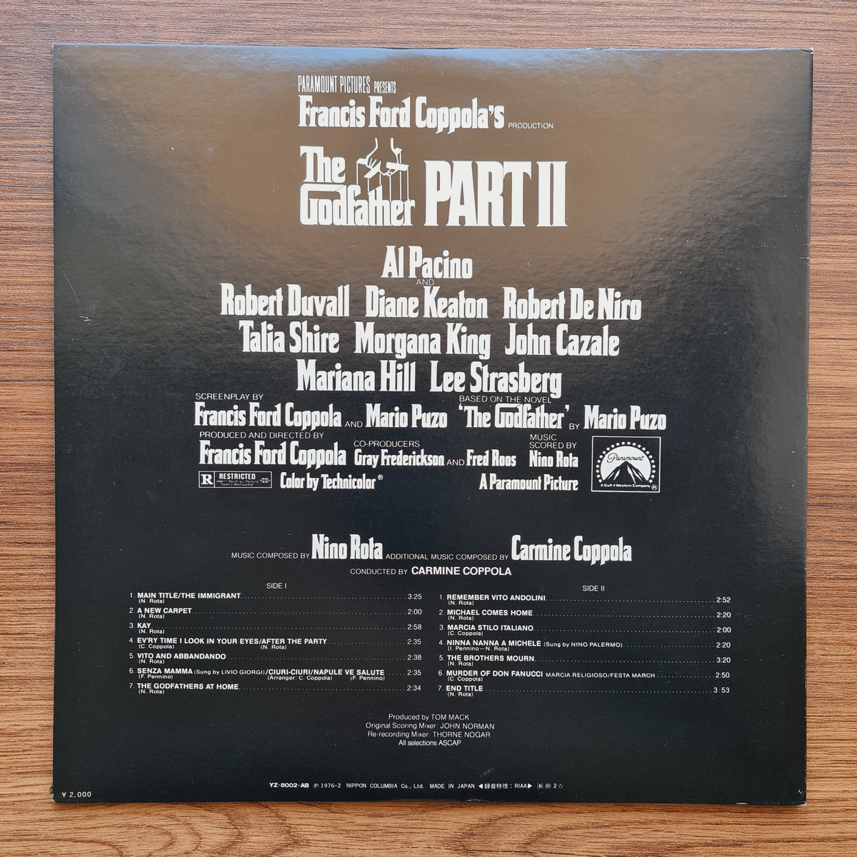 Nino Rota – The Godfather Part II Soundtrack Only Japan Vinyl