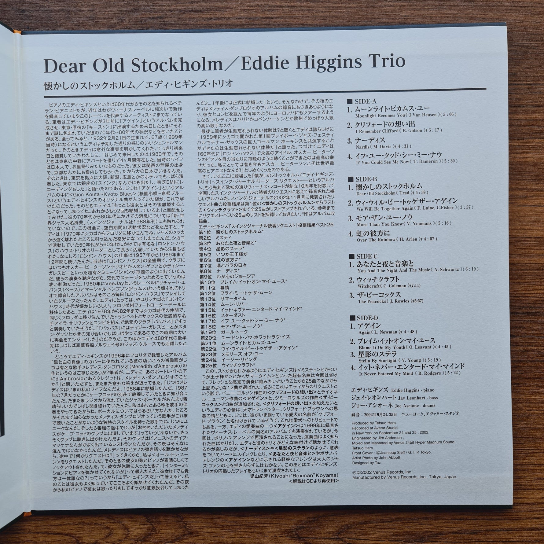Eddie Higgins Trio – Dear Old Stockholm Only Japan Vinyl