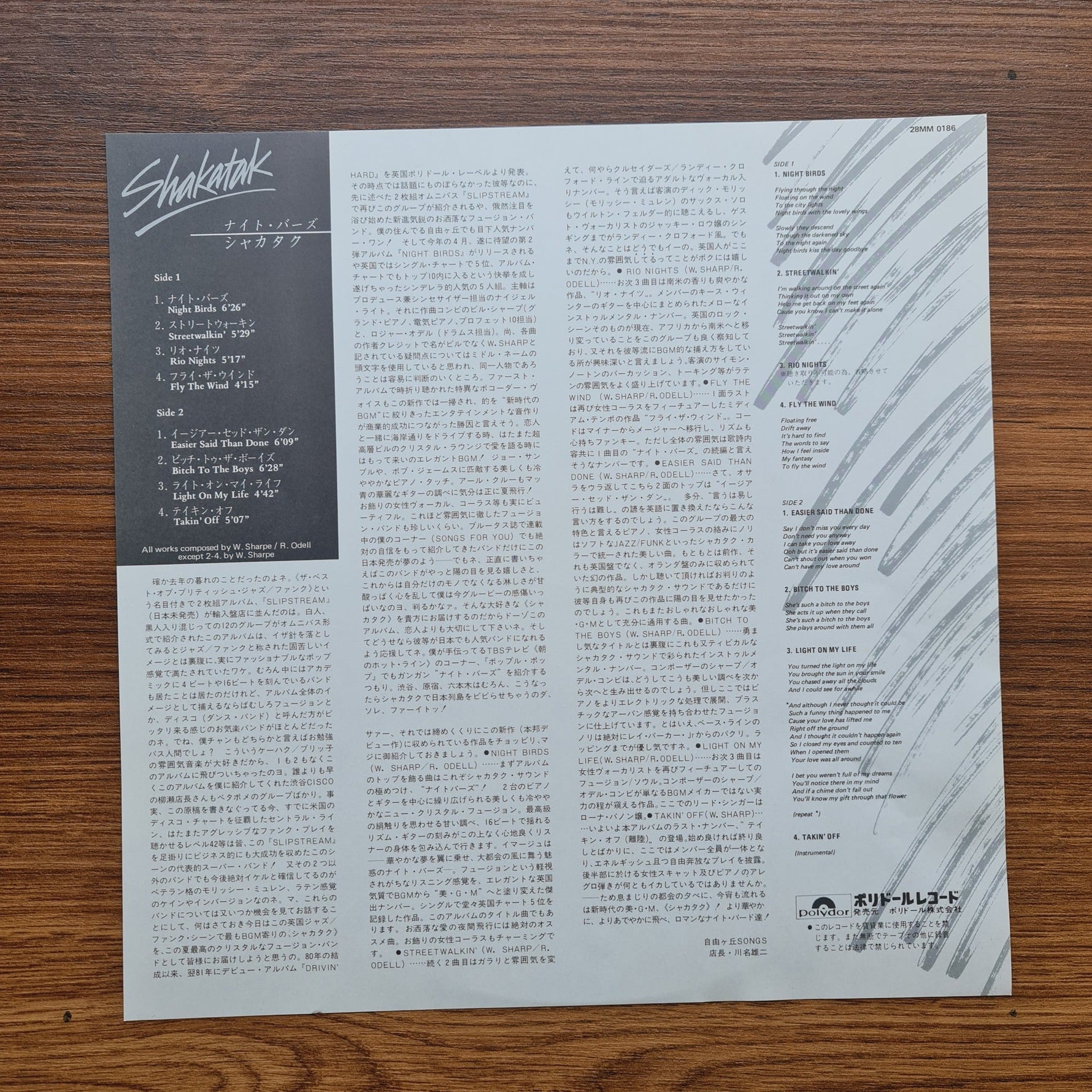 Shakatak – Night Birds Only Japan Vinyl