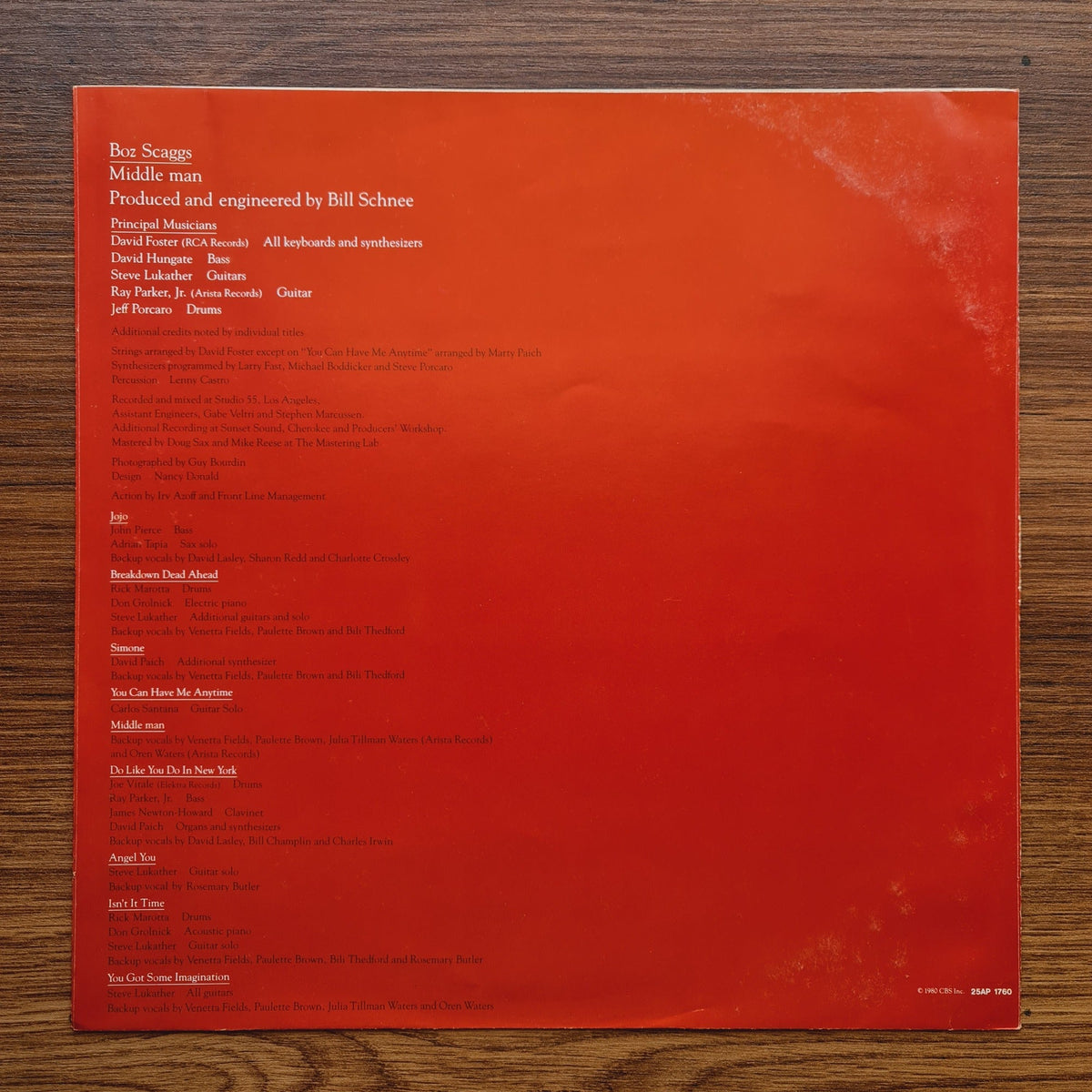 Boz Scaggs – Middle Man Only Japan Vinyl
