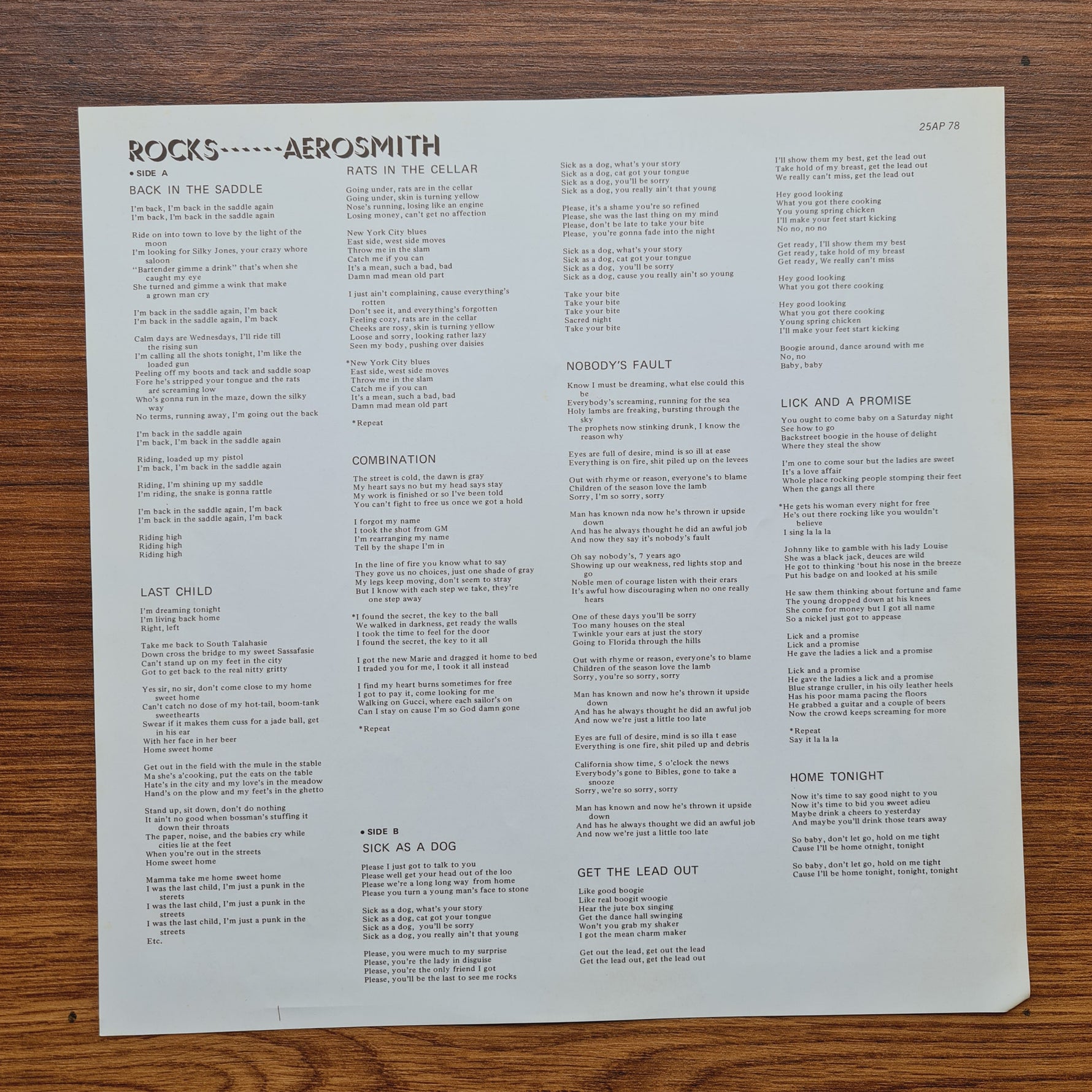 Aerosmith – "Rocks" Only Japan Vinyl