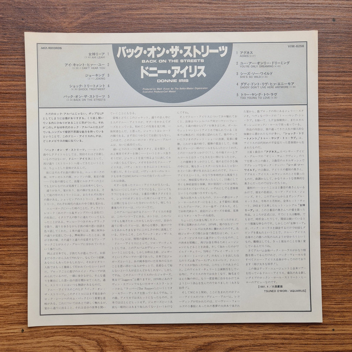 Donnie Iris – Back On The Streets Only Japan Vinyl