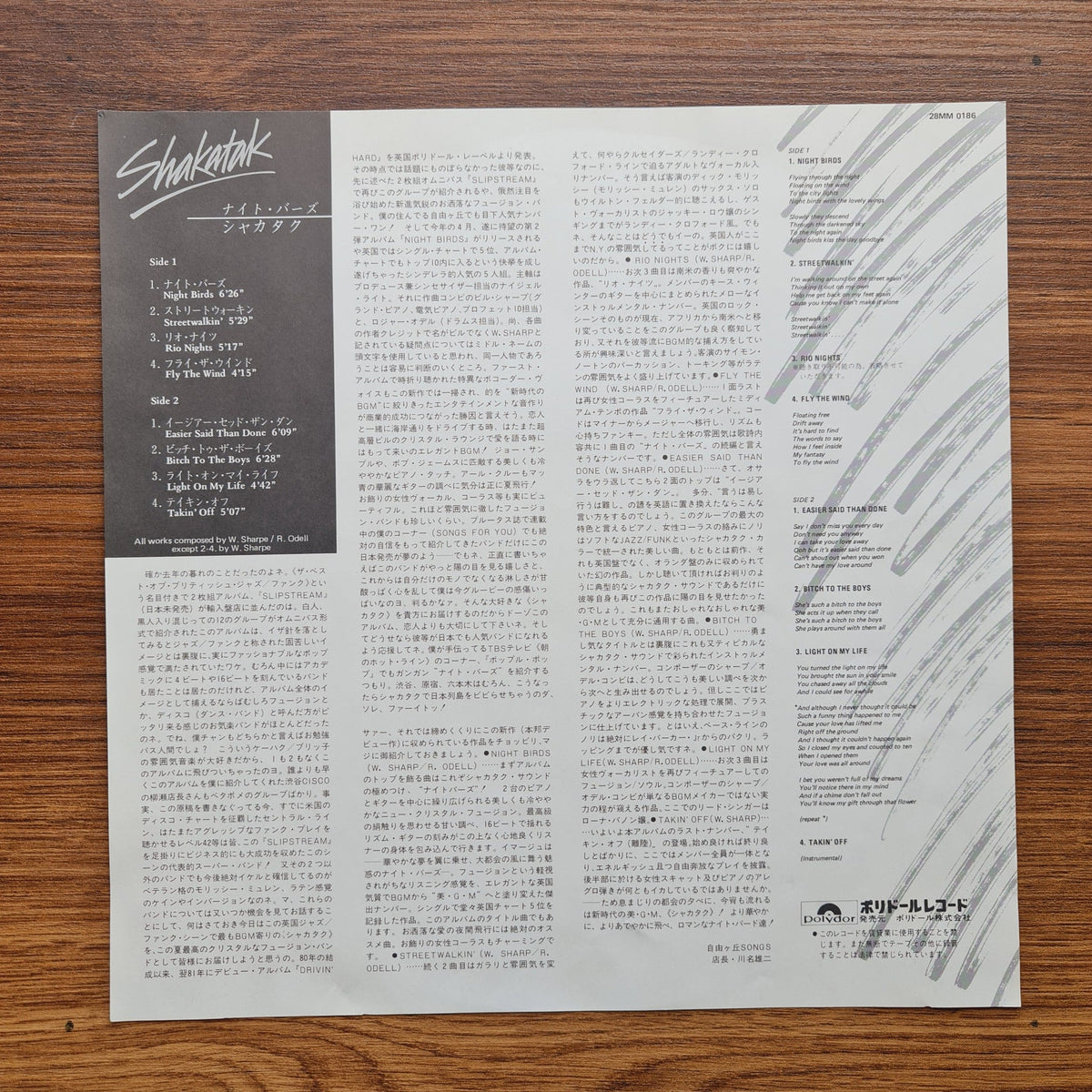 Shakatak – Night Birds Only Japan Vinyl
