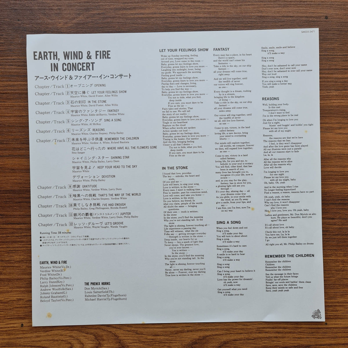 Earth, Wind & Fire – In Concert LaserDisc Only Japan Vinyl
