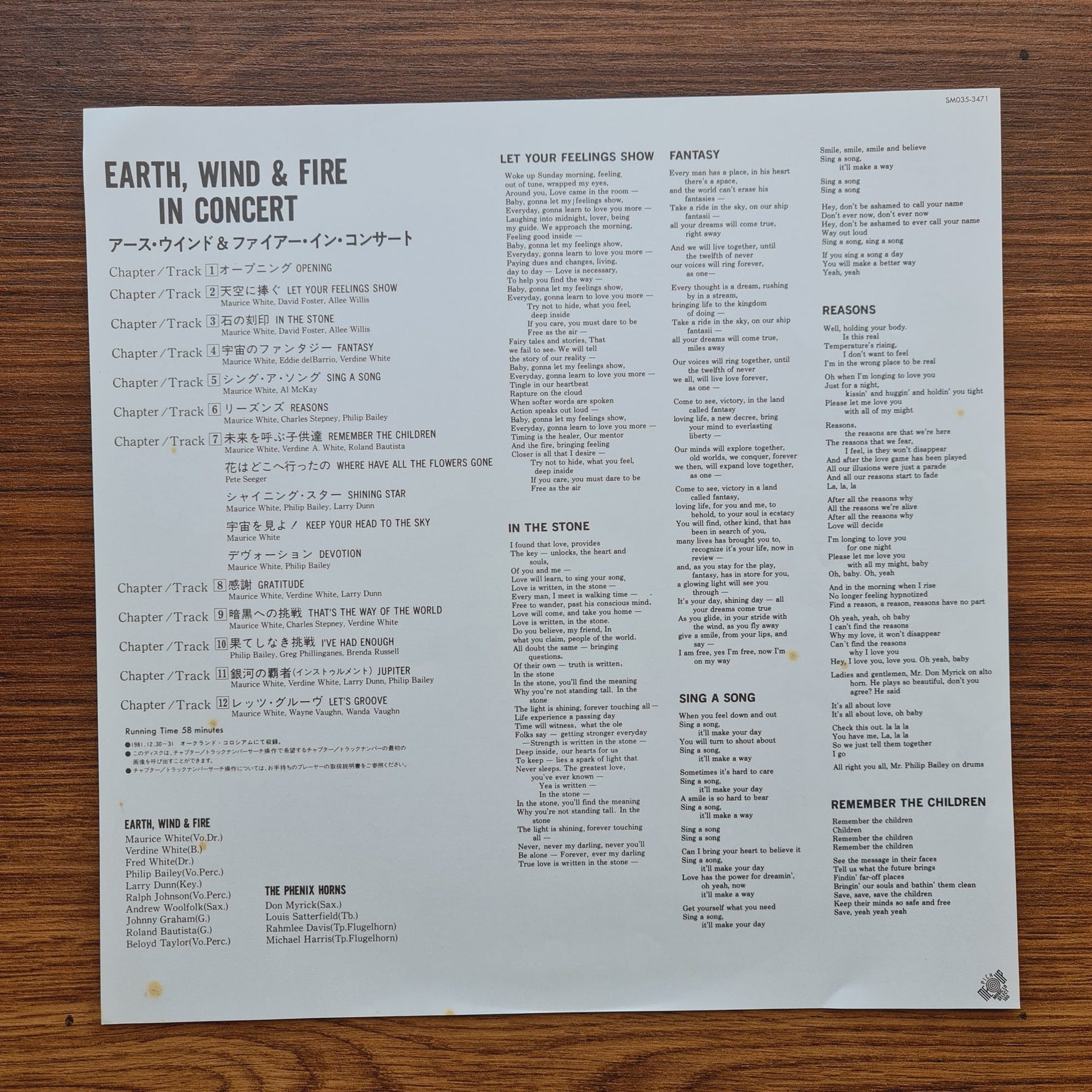 Earth, Wind & Fire – In Concert LaserDisc Only Japan Vinyl