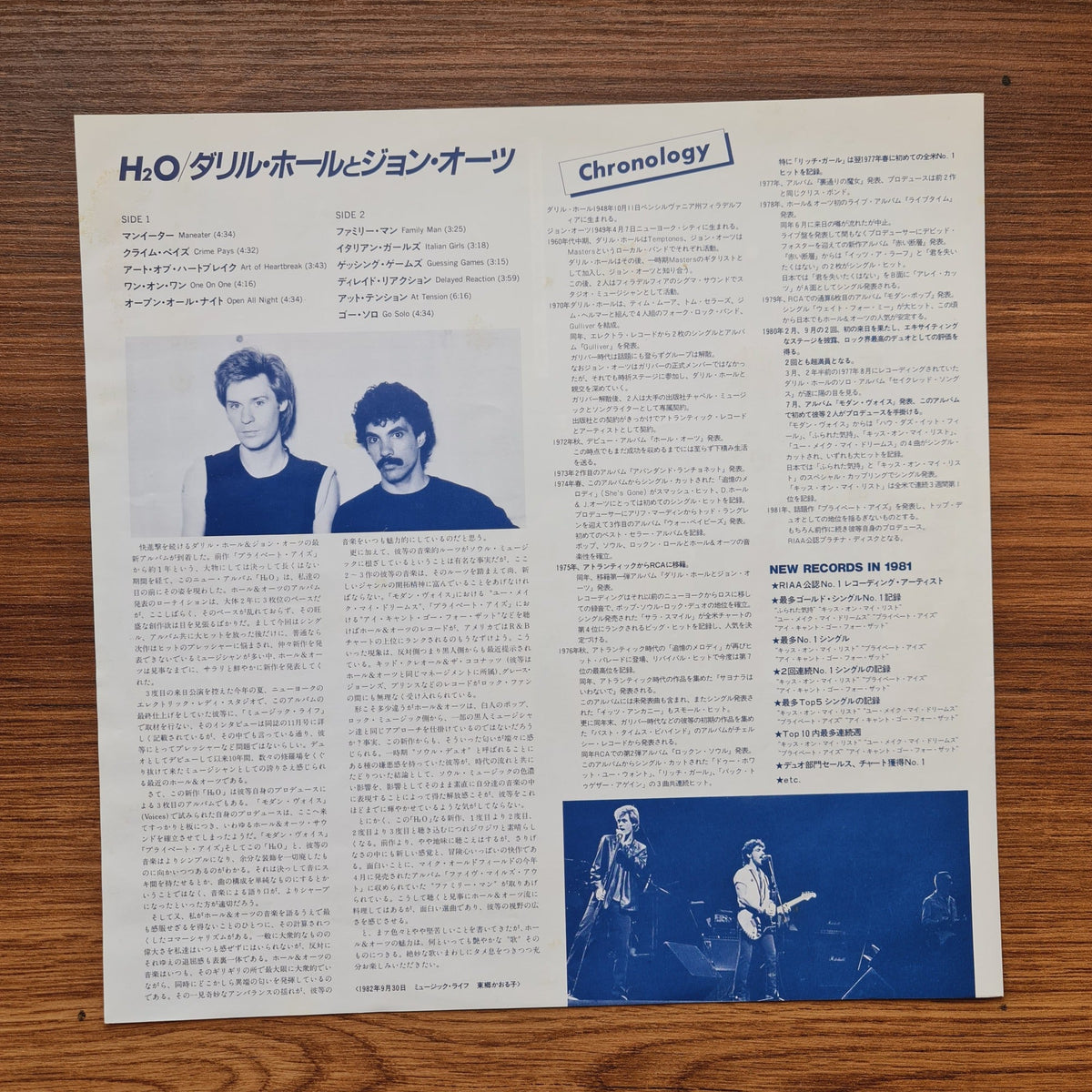 Daryl Hall + John Oates – H₂O Only Japan Vinyl