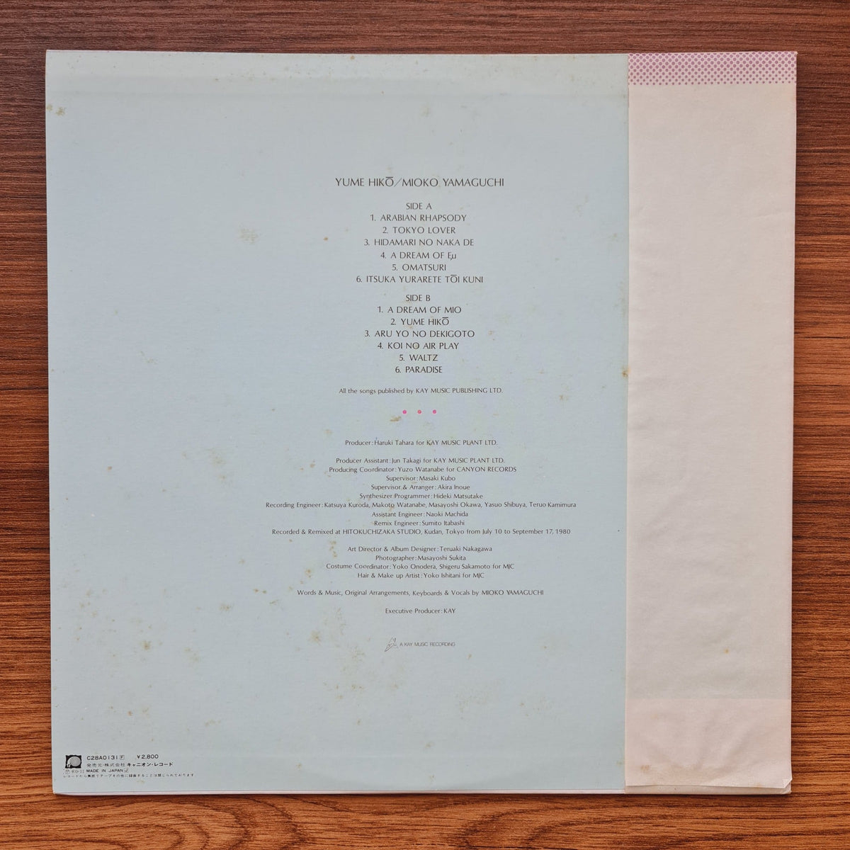 Mioko Yamaguchi – Yume Hiko Only Japan Vinyl