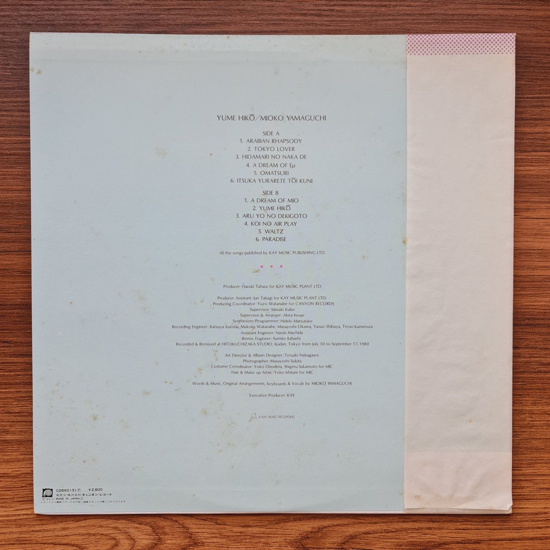 Mioko Yamaguchi – Yume Hiko Only Japan Vinyl