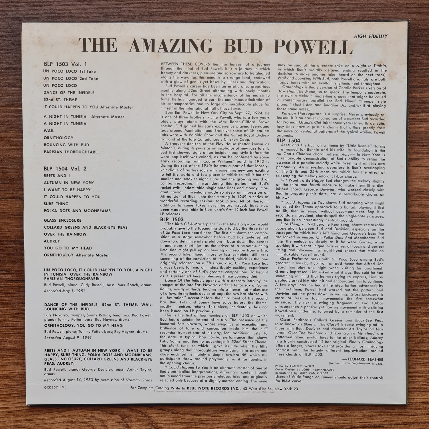 Bud Powell – The Amazing Bud Powell, Volume 1