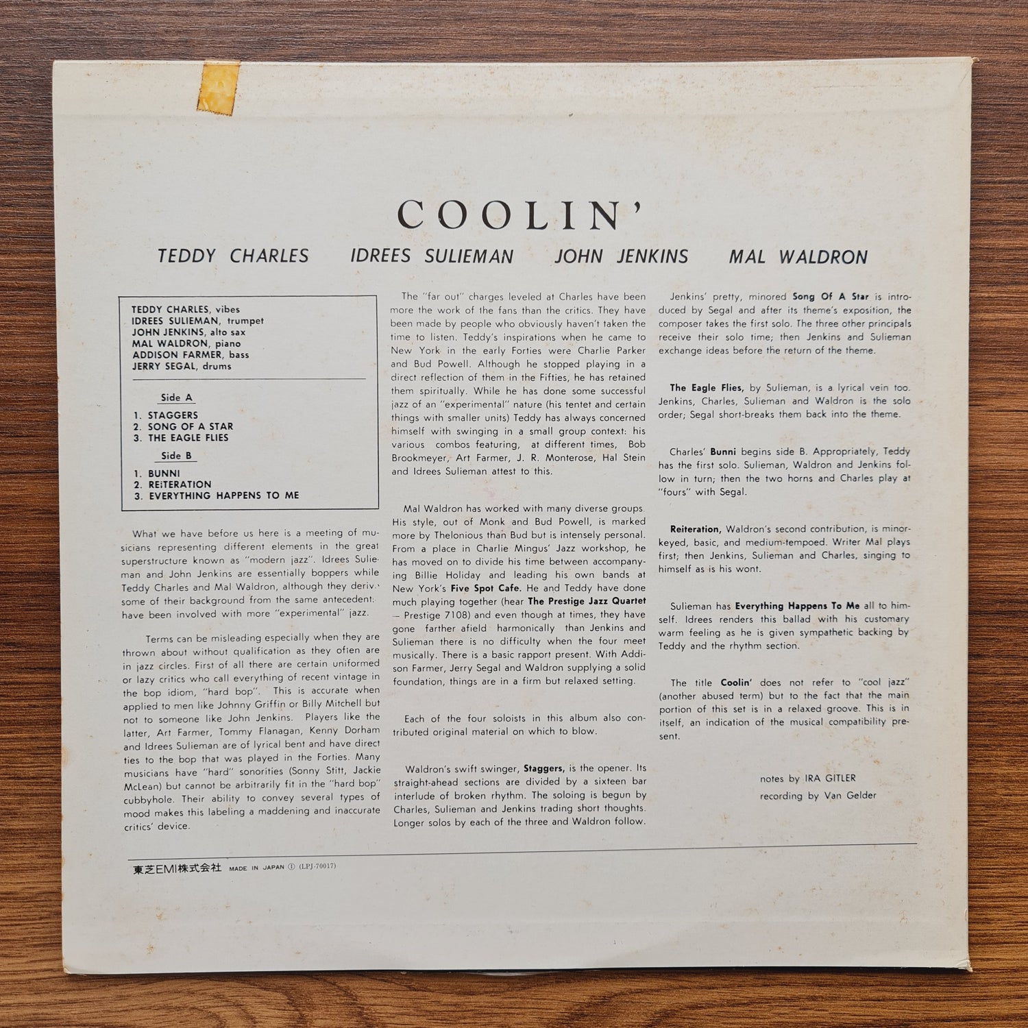 Teddy Charles - Idrees Sulieman - John Jenkins - Mal Waldron – Coolin'