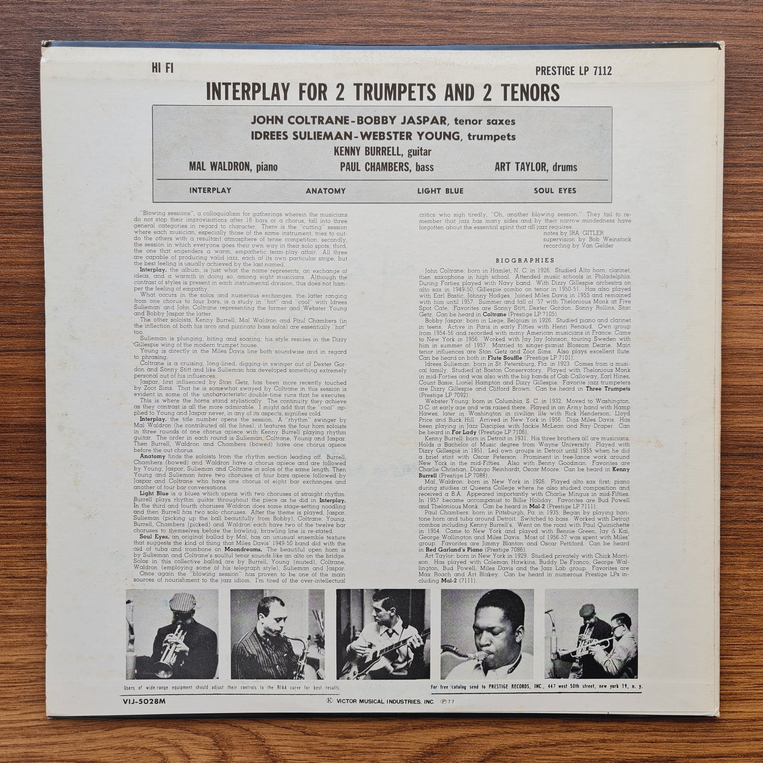 Idrees Sulieman, Webster Young, John Coltrane, Bobby Jaspar With Mal Waldron, Kenny Burrell, Paul Chambers, Art Taylor – Interplay For 2 Trumpets And 2 Tenors