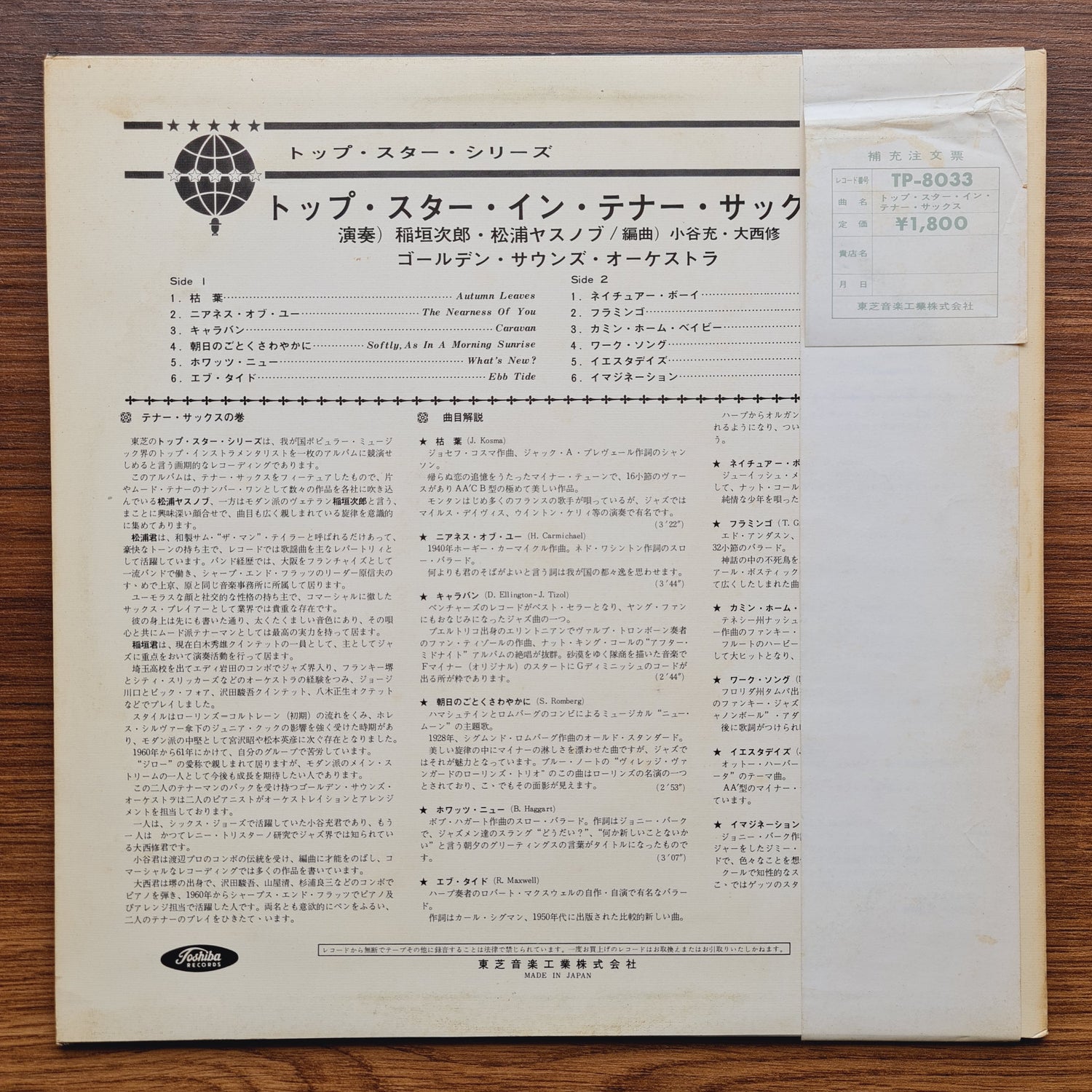 Jiro Inagaki, Yasunobu Matsuura, Golden Sounds Orchestra – Top Stars In Tenor Sax