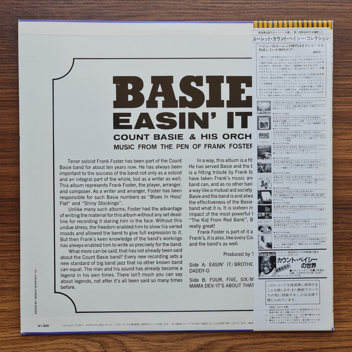 Count Basie And His Orchestra – Easin' It (Music From The Pen Of Frank Foster)