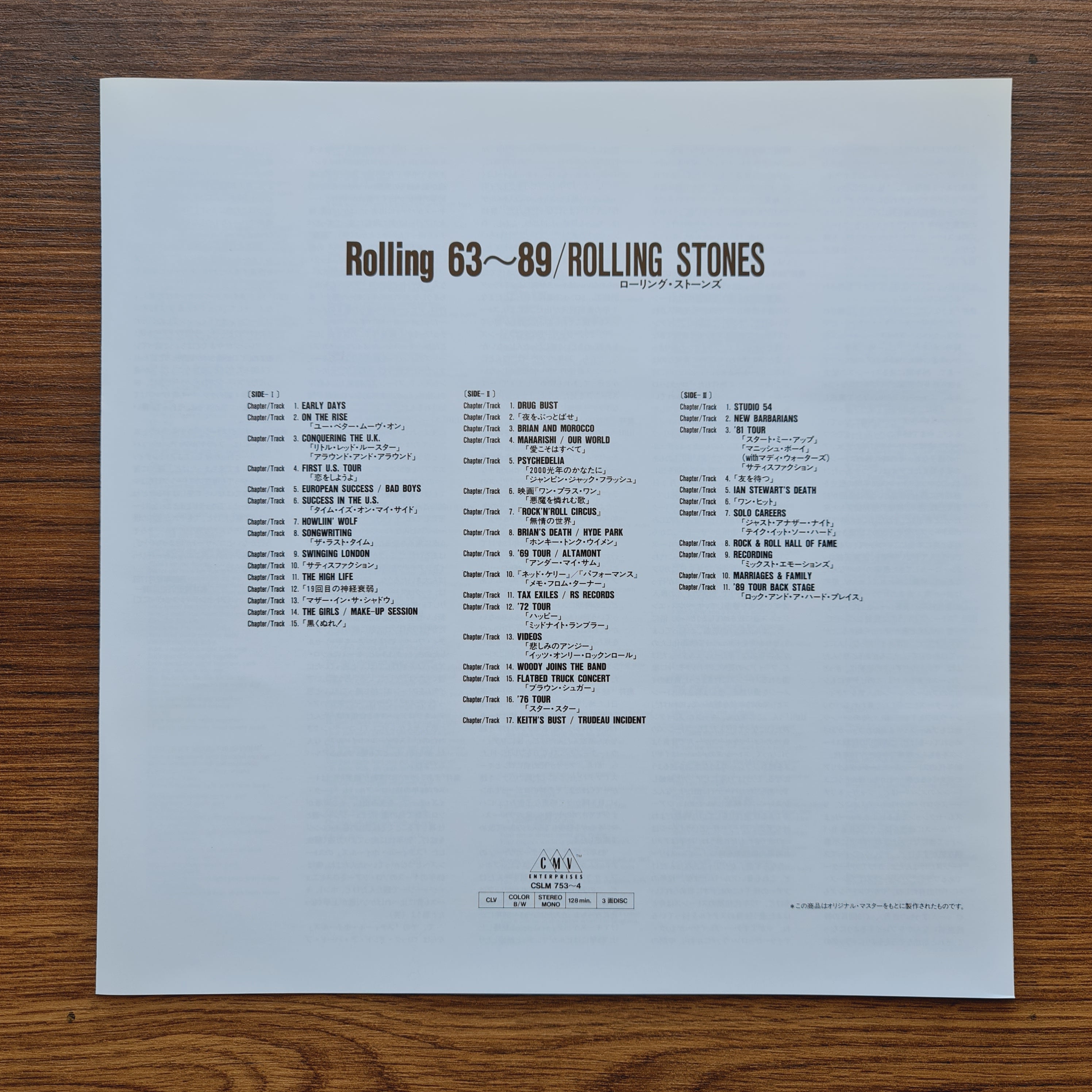 Rolling Stones – Rolling 63-89 LaserDisc – Only Japan Vinyl