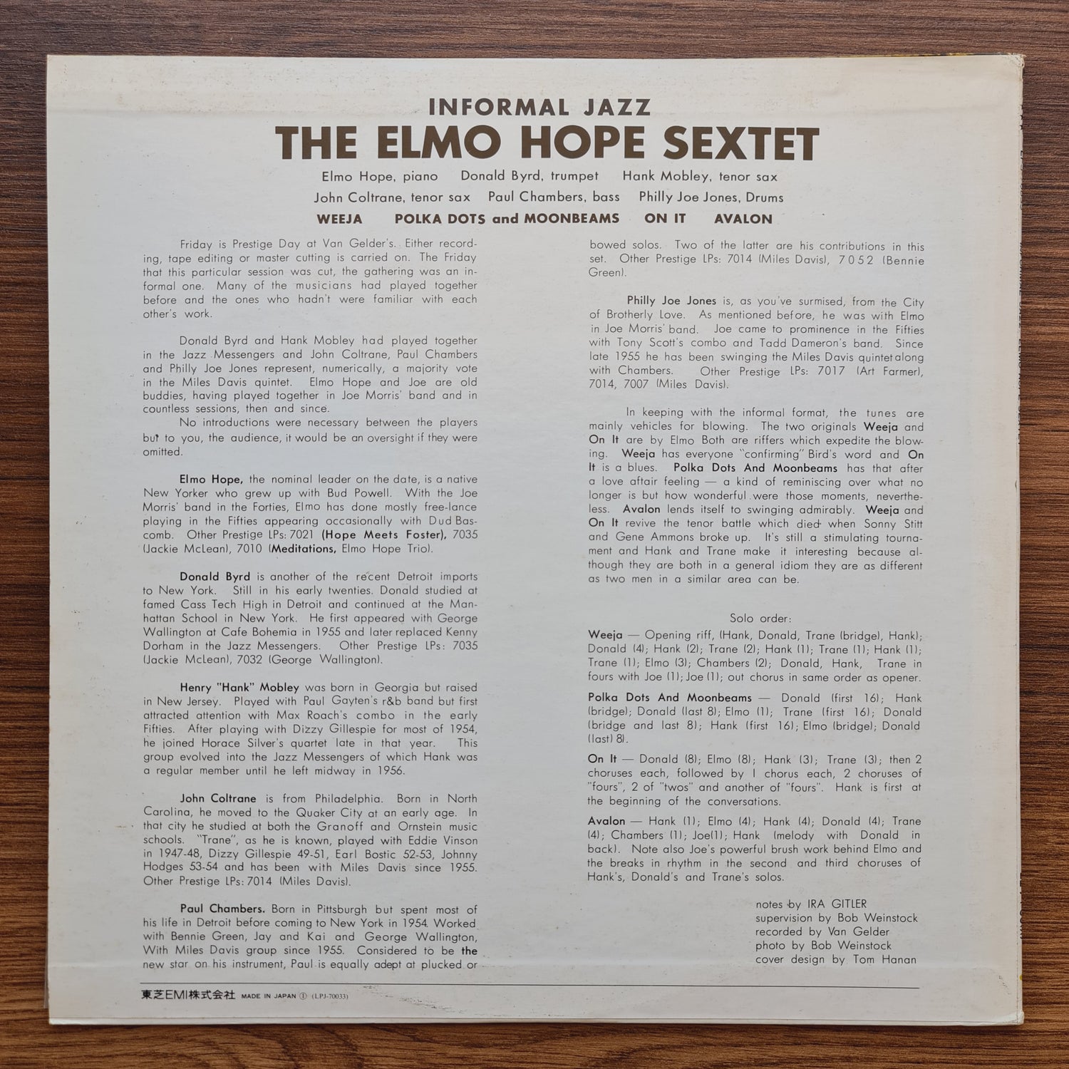 Elmo Hope Sextet, Donald Byrd, Hank Mobley, John Coltrane, Paul Chambers "Philly" Joe Jones – Informal Jazz