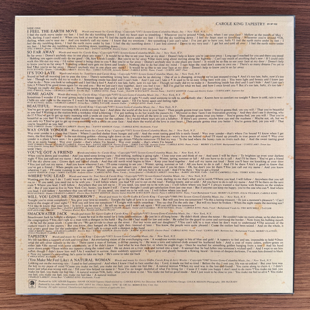 Carole King – Tapestry Japan Vinyl