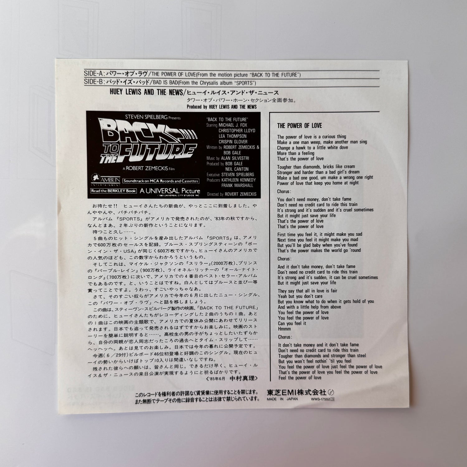 Huey Lewis & The News – The Power Of Love