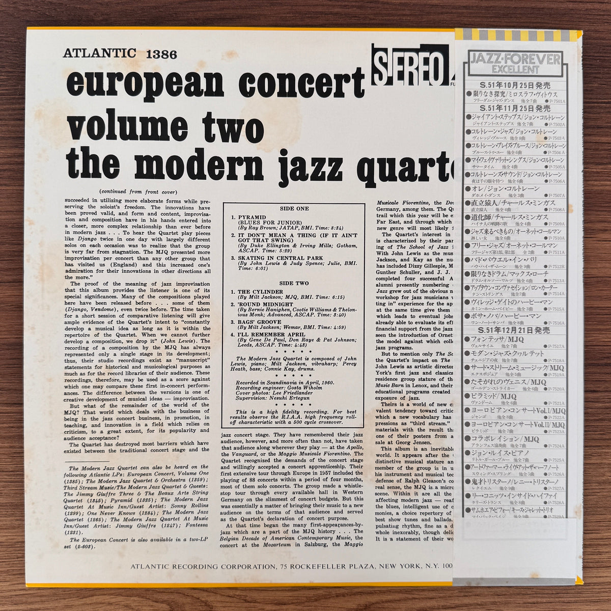The Modern Jazz Quartet – European Concert: Volume Two Japan Vinyl