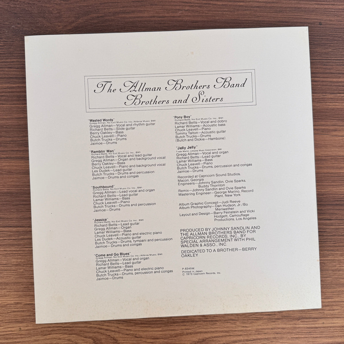 The Allman Brothers Band – Brothers And Sisters Japan Vinyl