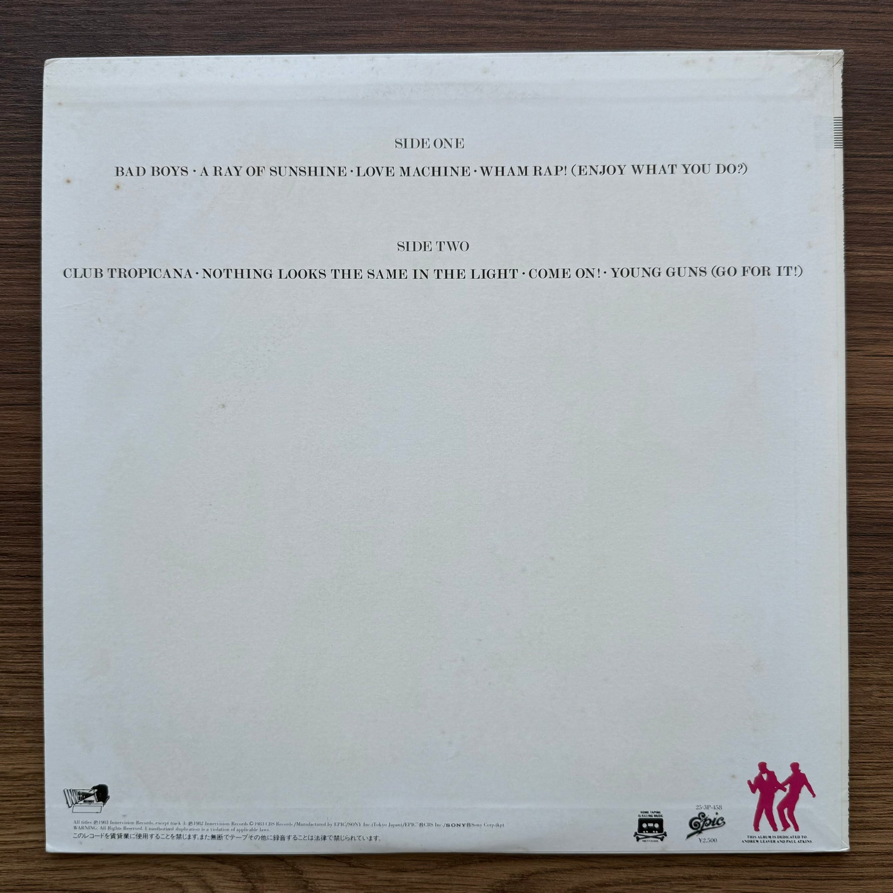 Wham! – Fantastic 33'lük LP PLAK Japan Vinyl