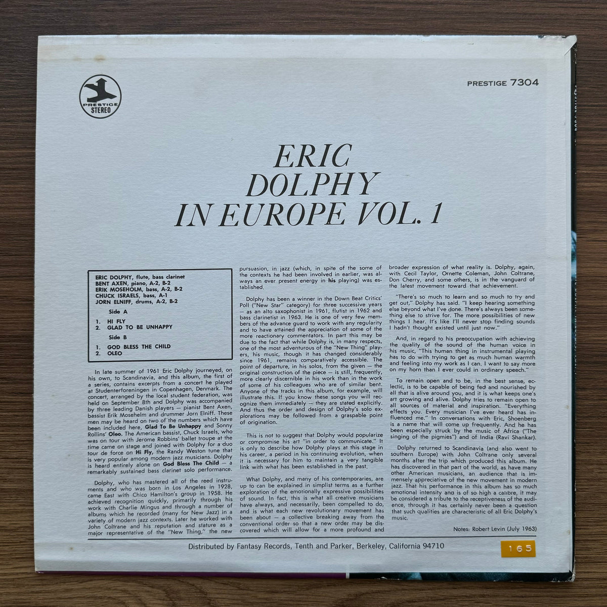 Eric Dolphy – In Europe, Vol. 1 33'lük LP PLAK Japan Vinyl