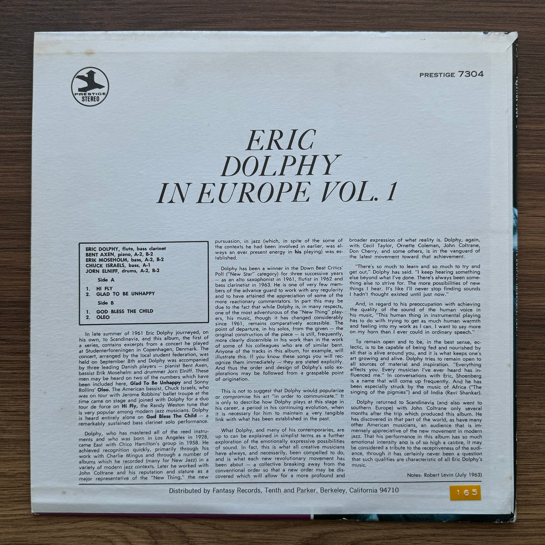 Eric Dolphy – In Europe, Vol. 1 33'lük LP PLAK Japan Vinyl