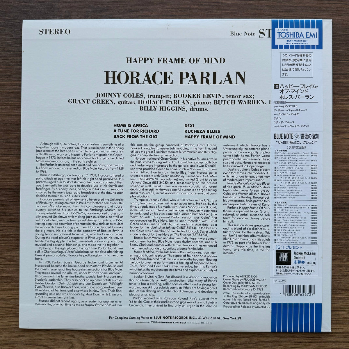 Horace Parlan – Happy Frame Of Mind 33'lük LP PLAK Japan Vinyl