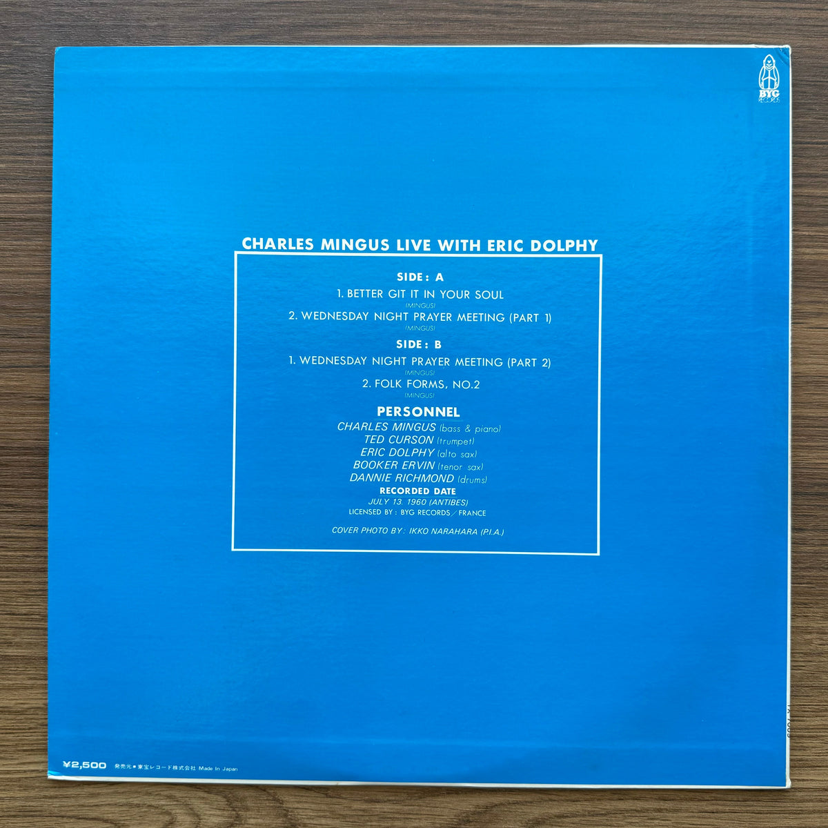 Charles Mingus With Eric Dolphy – Charles Mingus Live With Eric Dolphy 33'lük LP PLAK Japan Vinyl