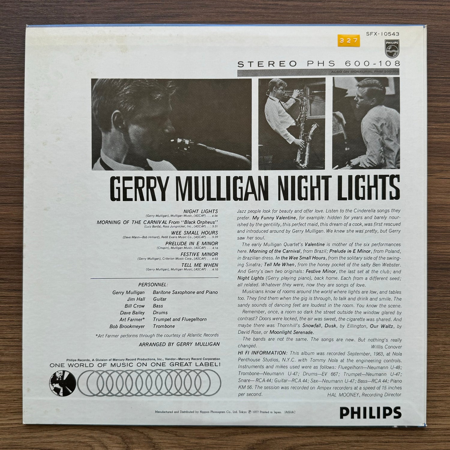 Gerry Mulligan – Night Lights 33'lük LP PLAK Japan Vinyl